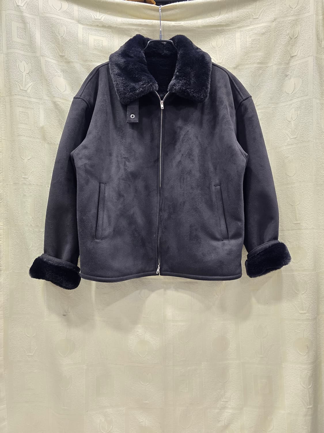 도프제이슨 DOFFJASON 블랙 오버핏 인조 스웨이드 무스탕 자켓 S 상품이미지1