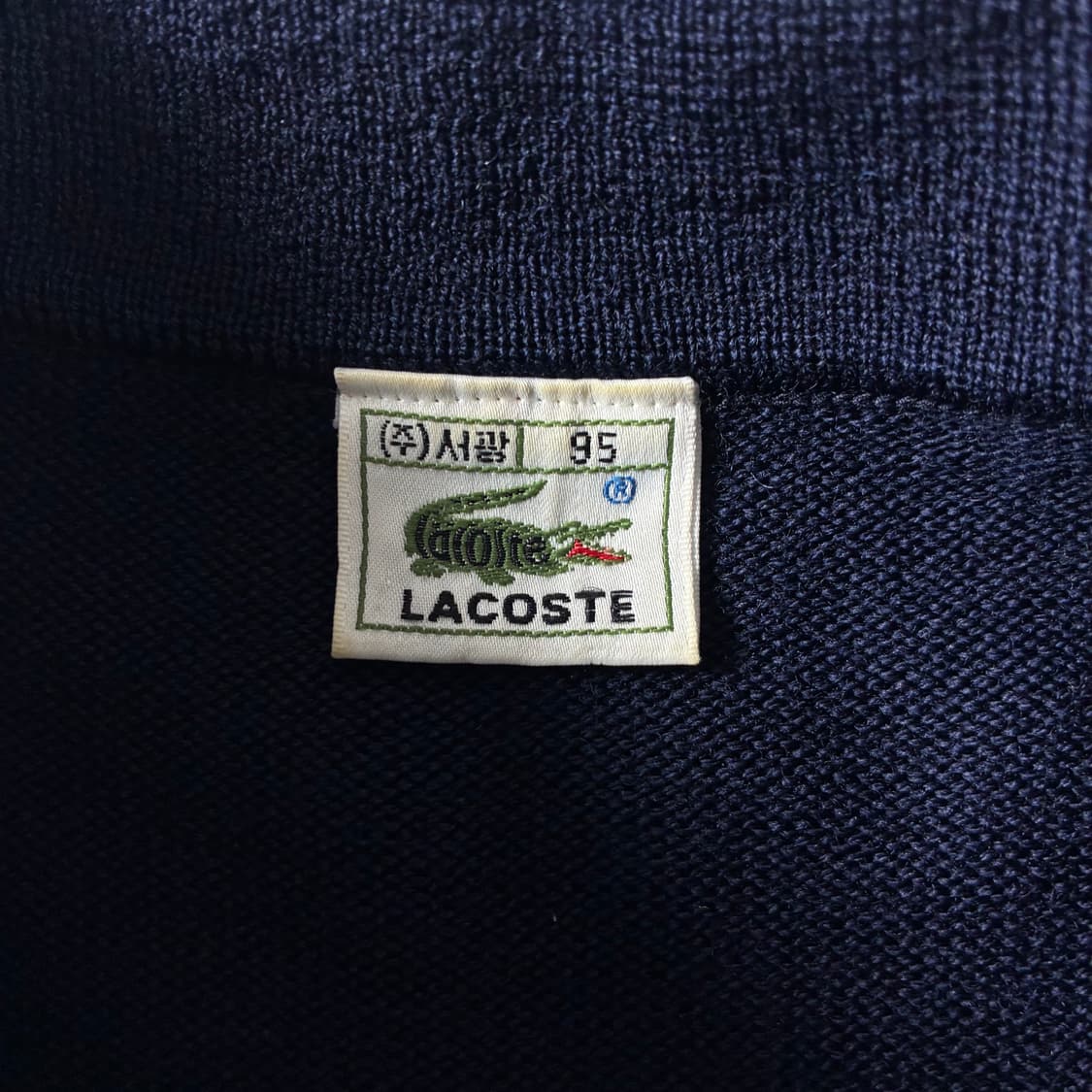 Lacoste  라코스테 자수 울 네이비 카라넥 니트  상품이미지4