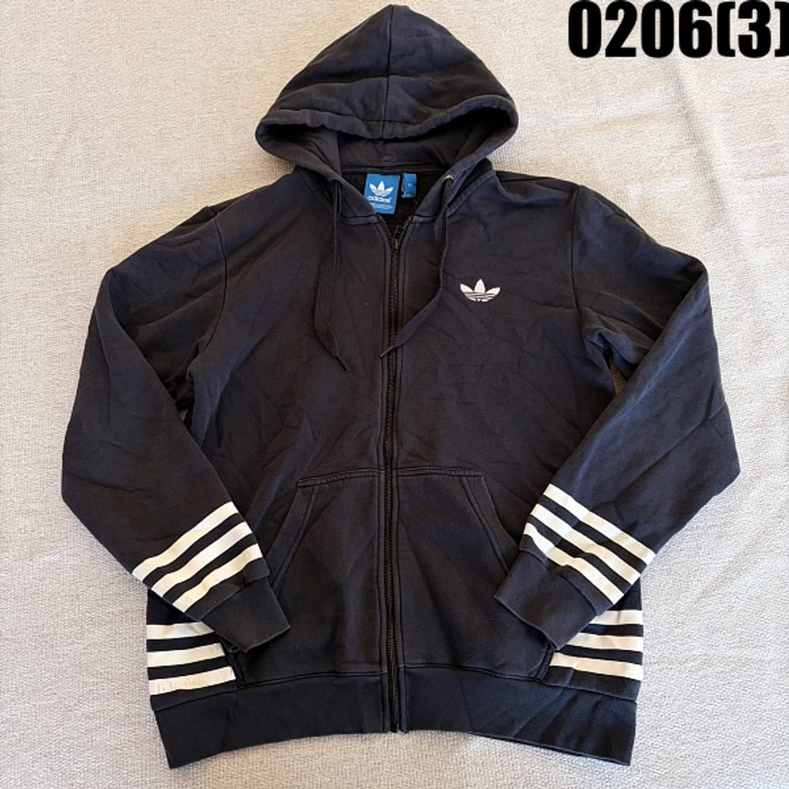 [105] 아디다스 삼선 블랙 코튼 후드집업 0206(3) 상품이미지1