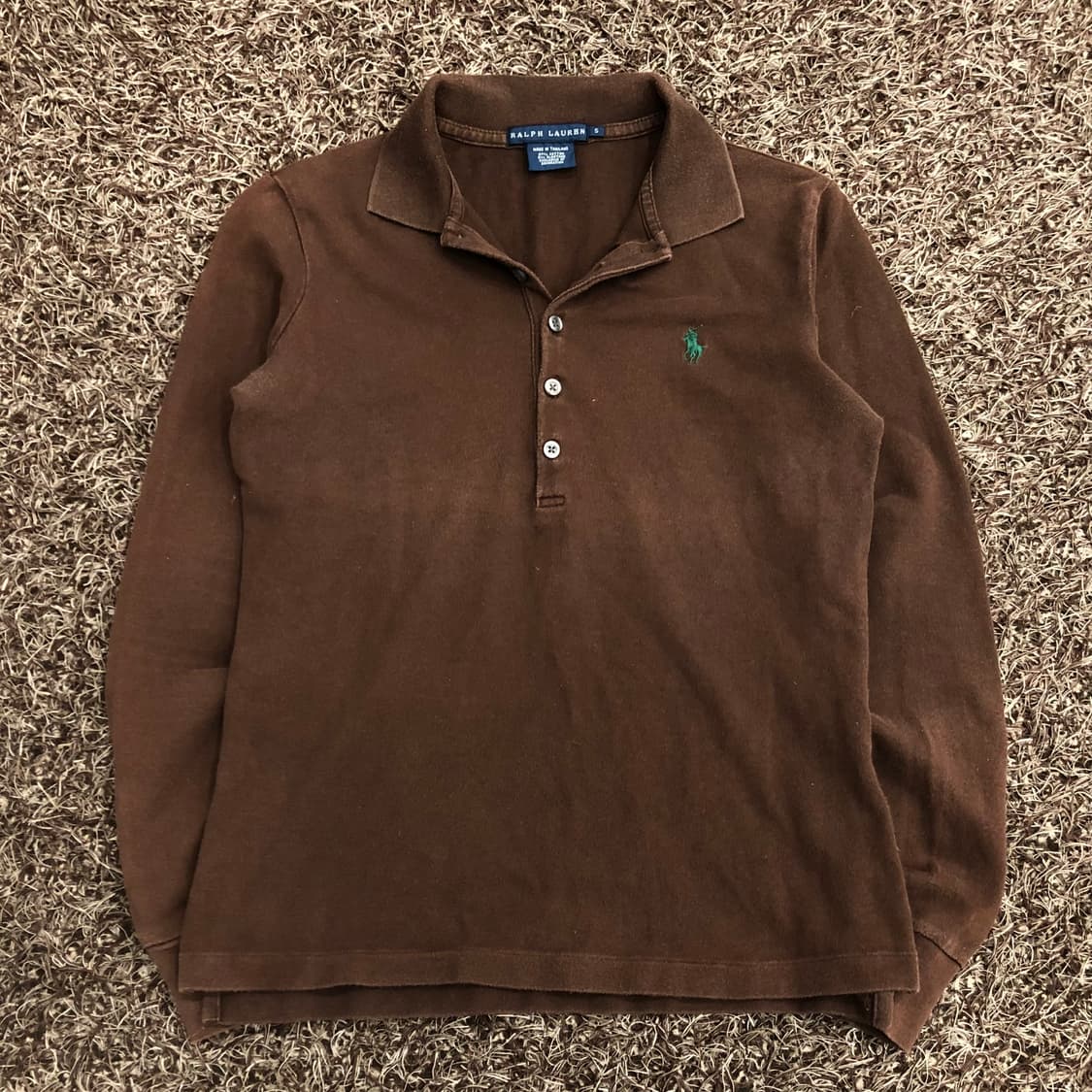 폴로 랄프로렌 브라운 코튼 카라 긴팔티 상품이미지1