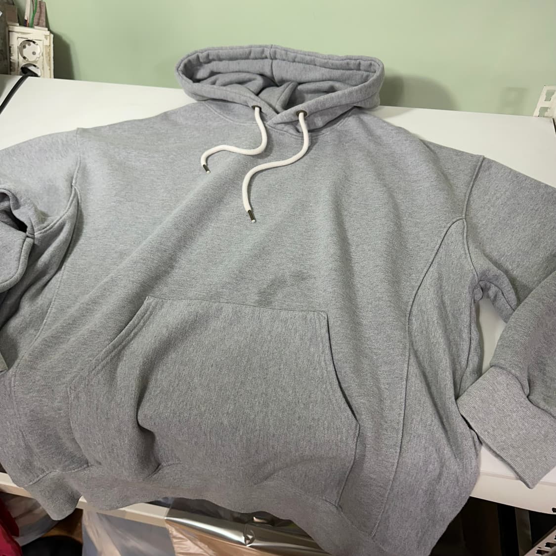 2XL 퍼스텝 그레이 루즈오버핏 스웻 후드티 상품이미지3