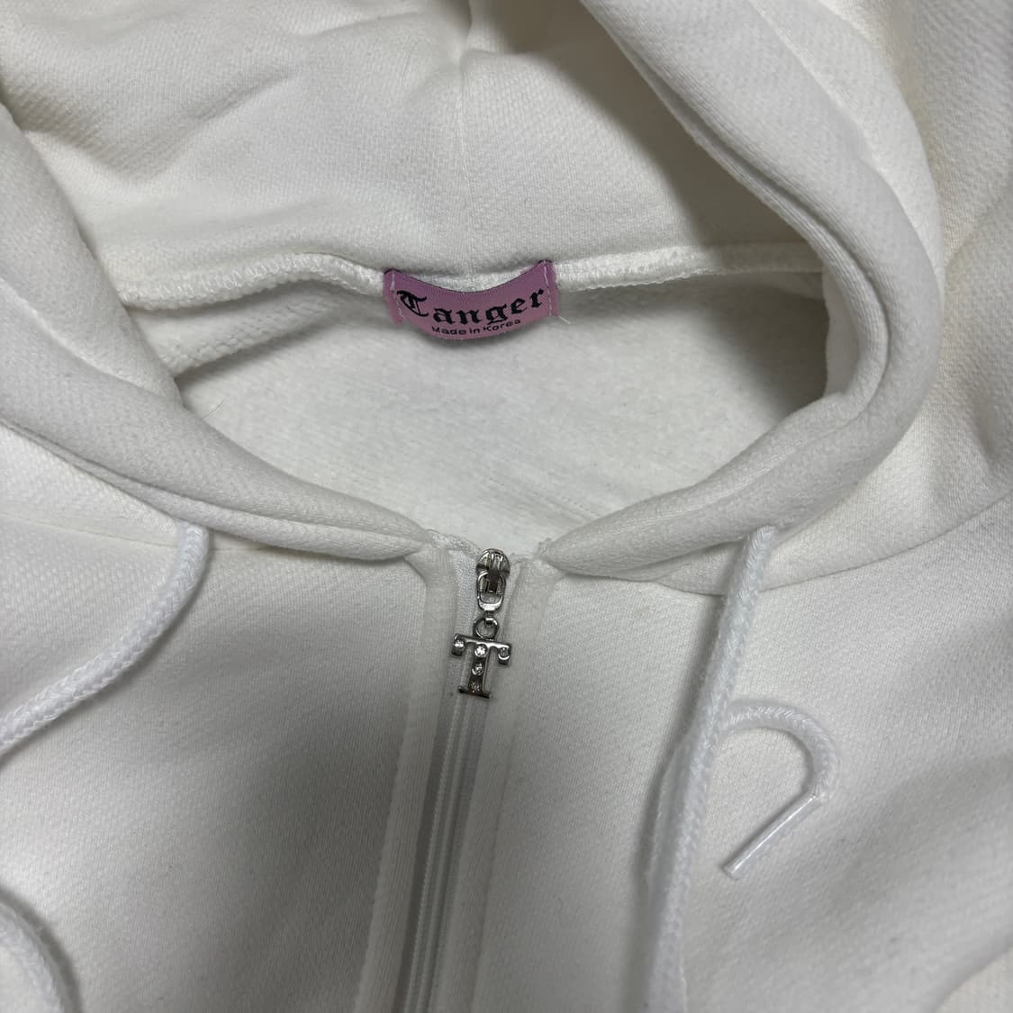 탠저 블링 기모 후드집업 화이트 상품이미지5