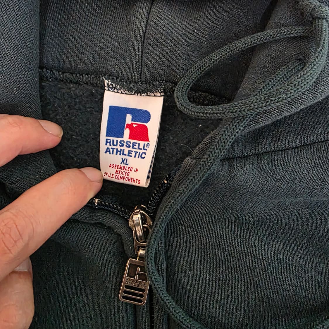 [XL] 90s 빈티지 러셀 애슬레틱 딥그린 후드집업 상품이미지6