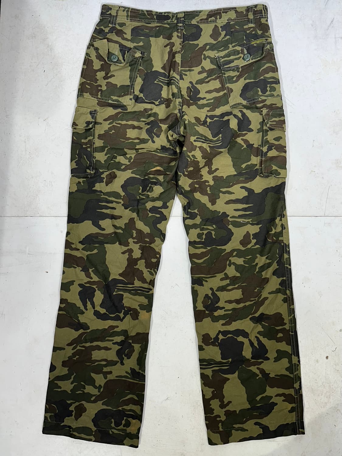 일본 빈티지 카키 와이드 밀리터리 카모 카고 팬츠  상품이미지5