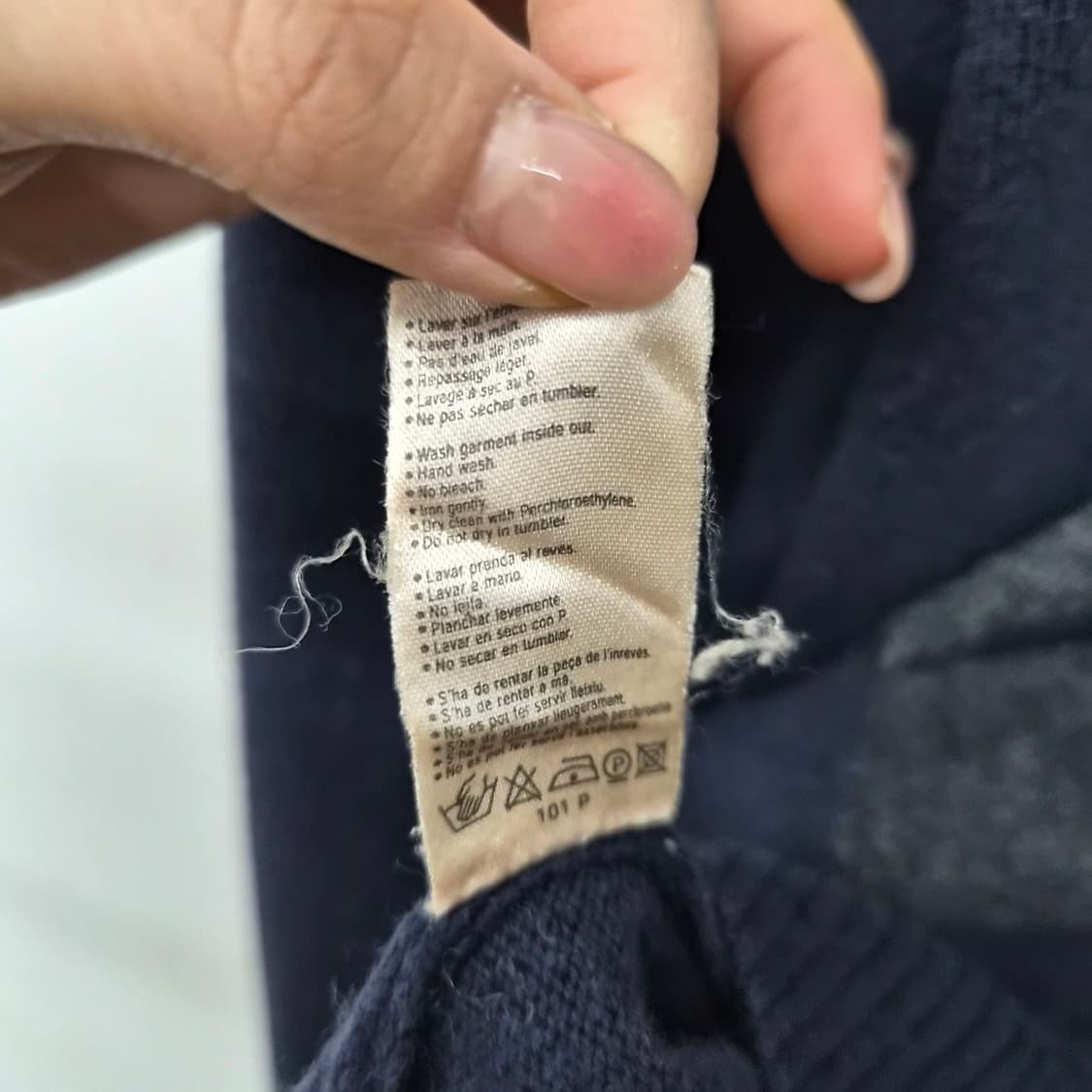 라코스테 아가일 브이넥 니트 네이비 남성 M 상품이미지5