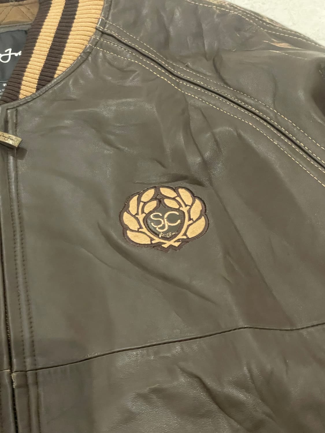 sean john 브라운 야구점퍼 가죽자켓 XL 상품이미지3