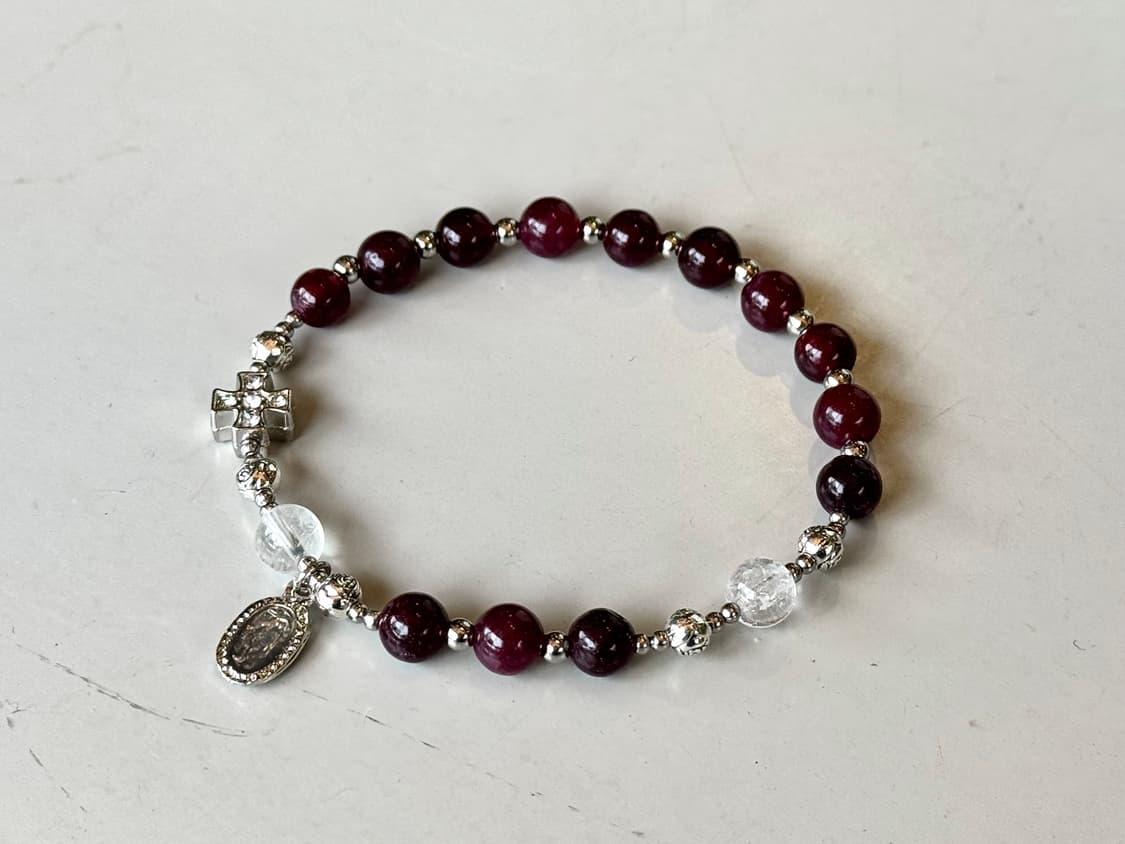 (맞춤) 천연석 가넷 백수정 묵주팔찌 원석팔찌 상품이미지2