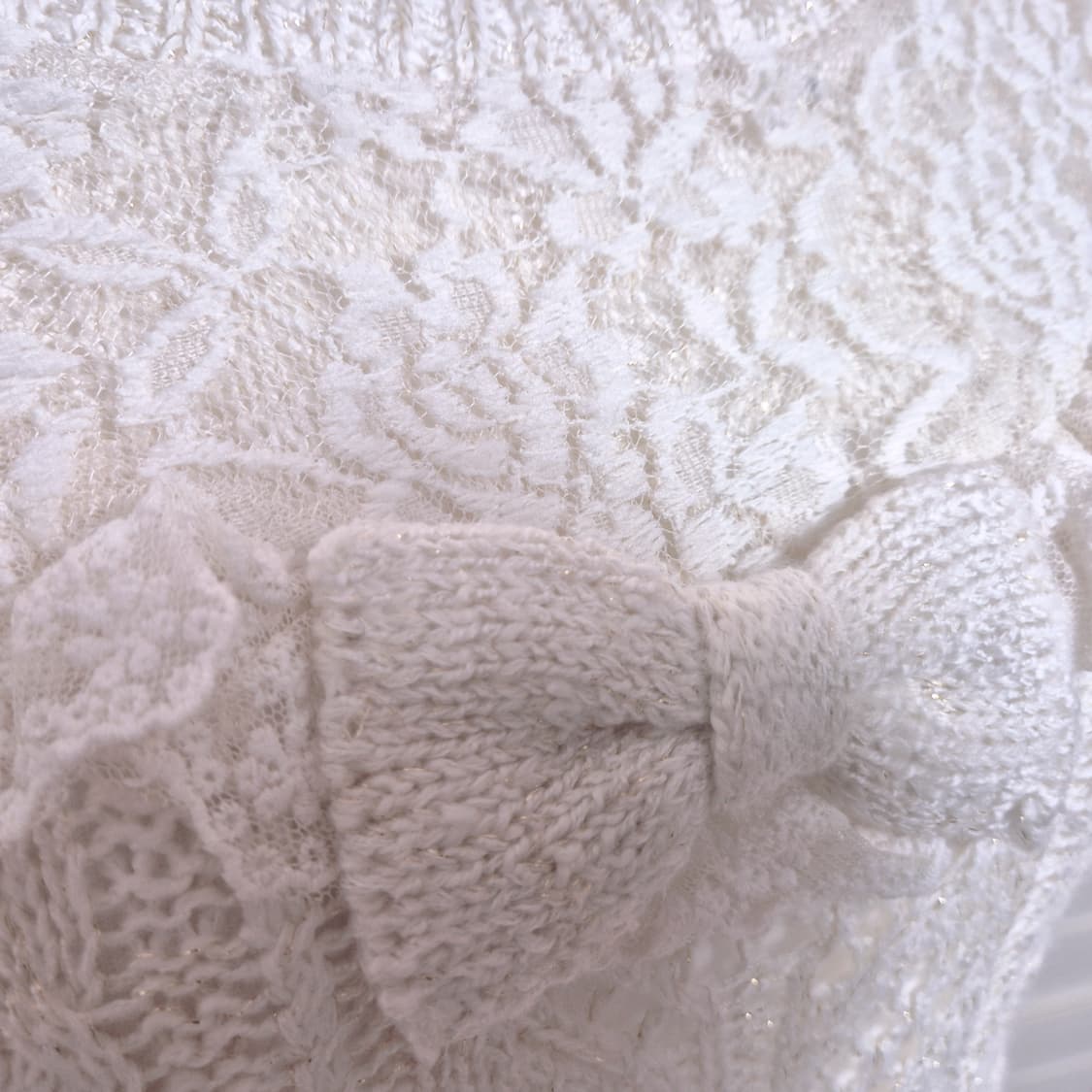 리즈리사 리본 레이스 코리락쿠마 달천깔 반팔 니트 라떼갸루 히메갸루 상품이미지3