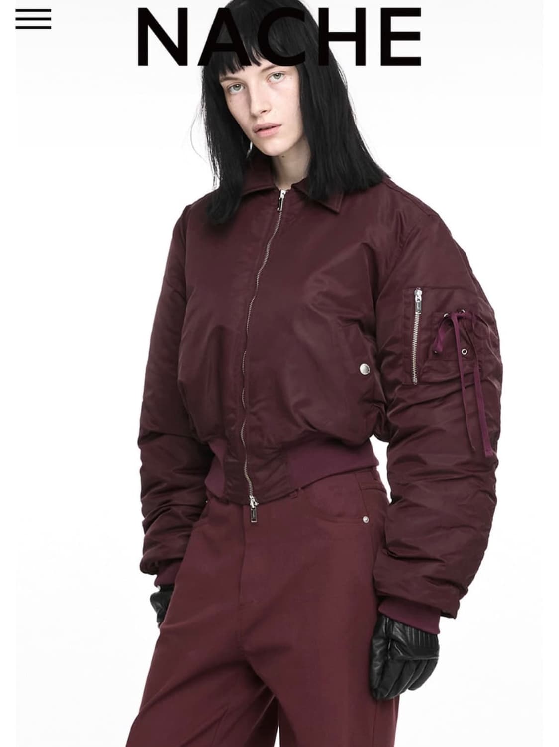 나체 봄버 자켓 버건디 판매 상품이미지2