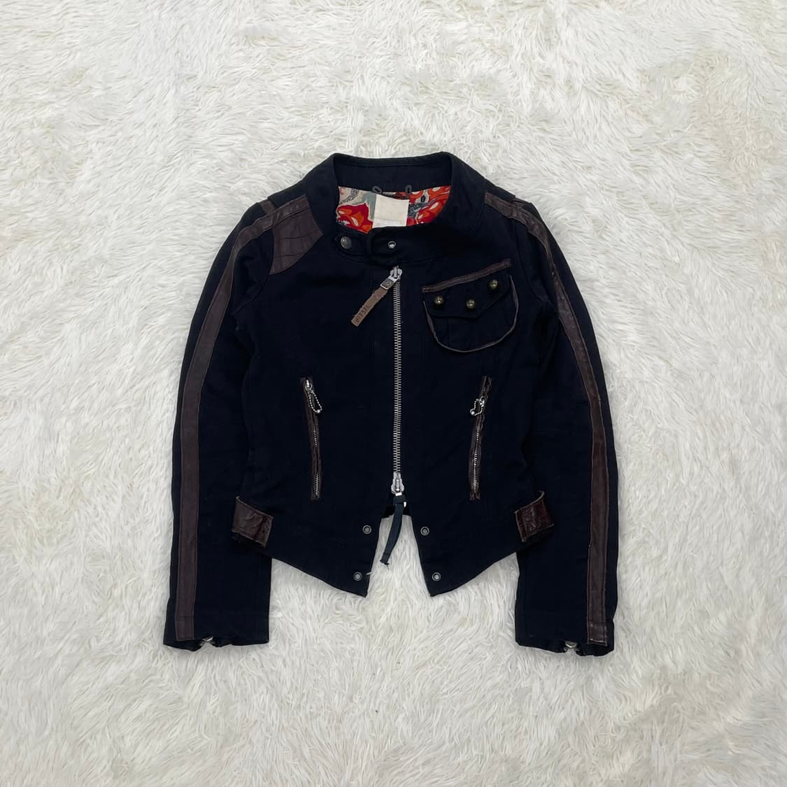 디젤 Diesel 아일렛 크롭 바이커 자켓 블랙 상품이미지2