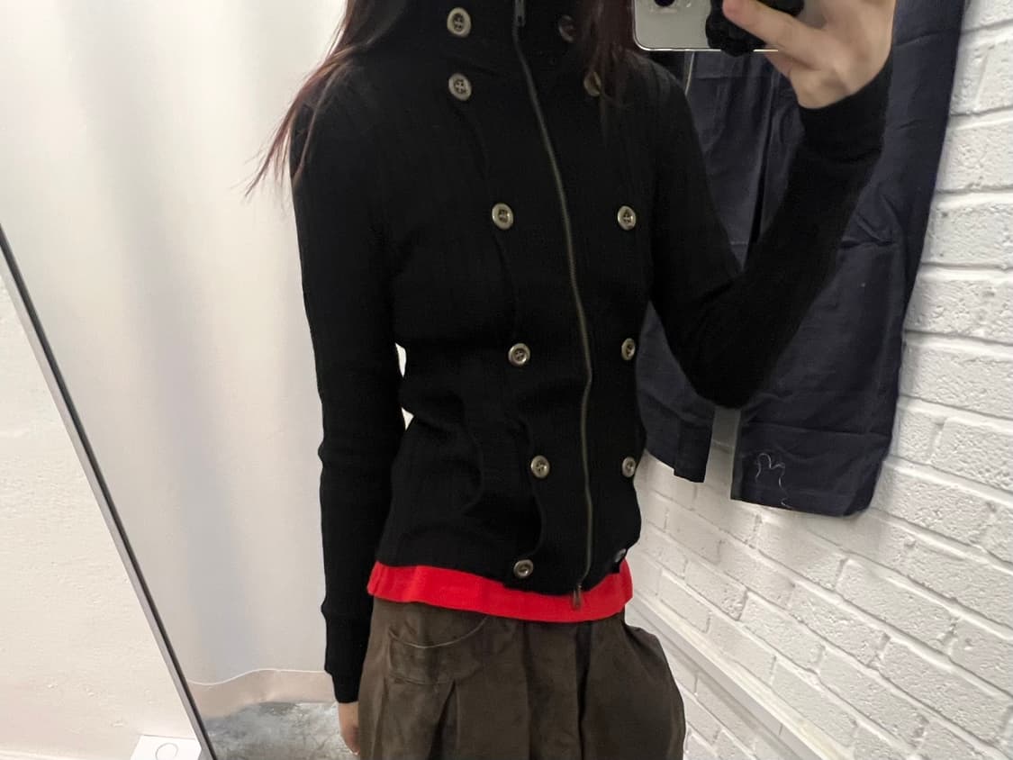 vintage button zip up cardigan  상품이미지1