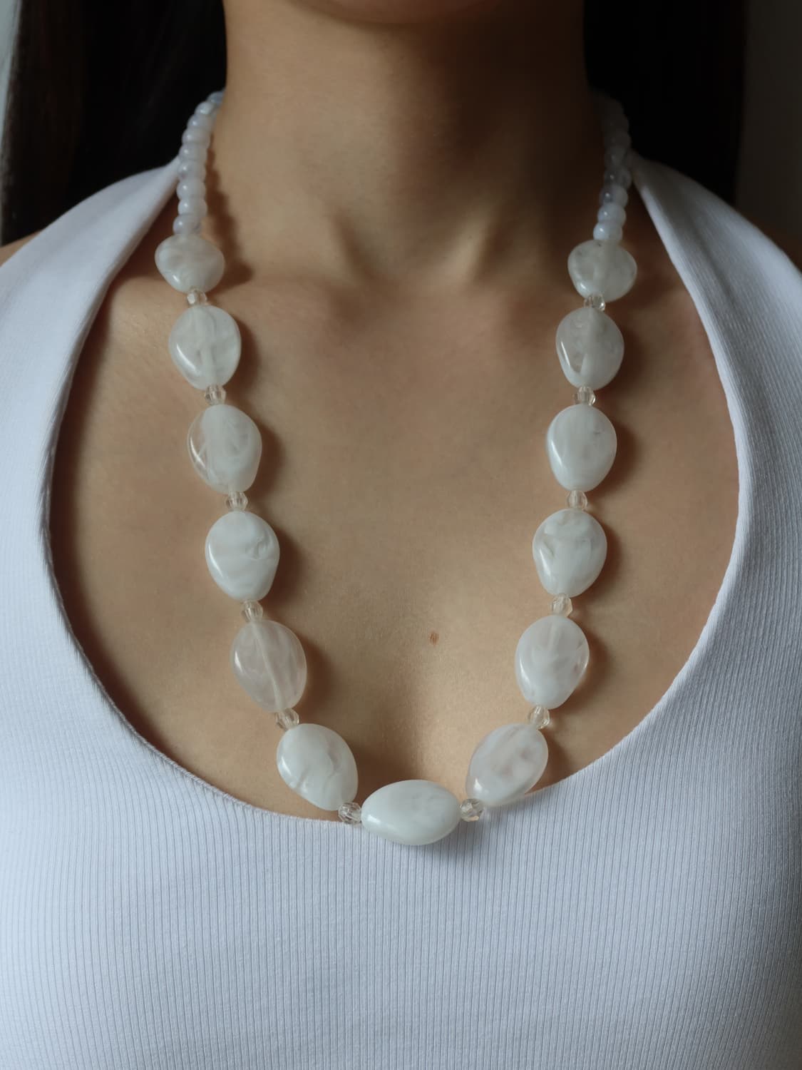 milky marble bead necklace 상품이미지1