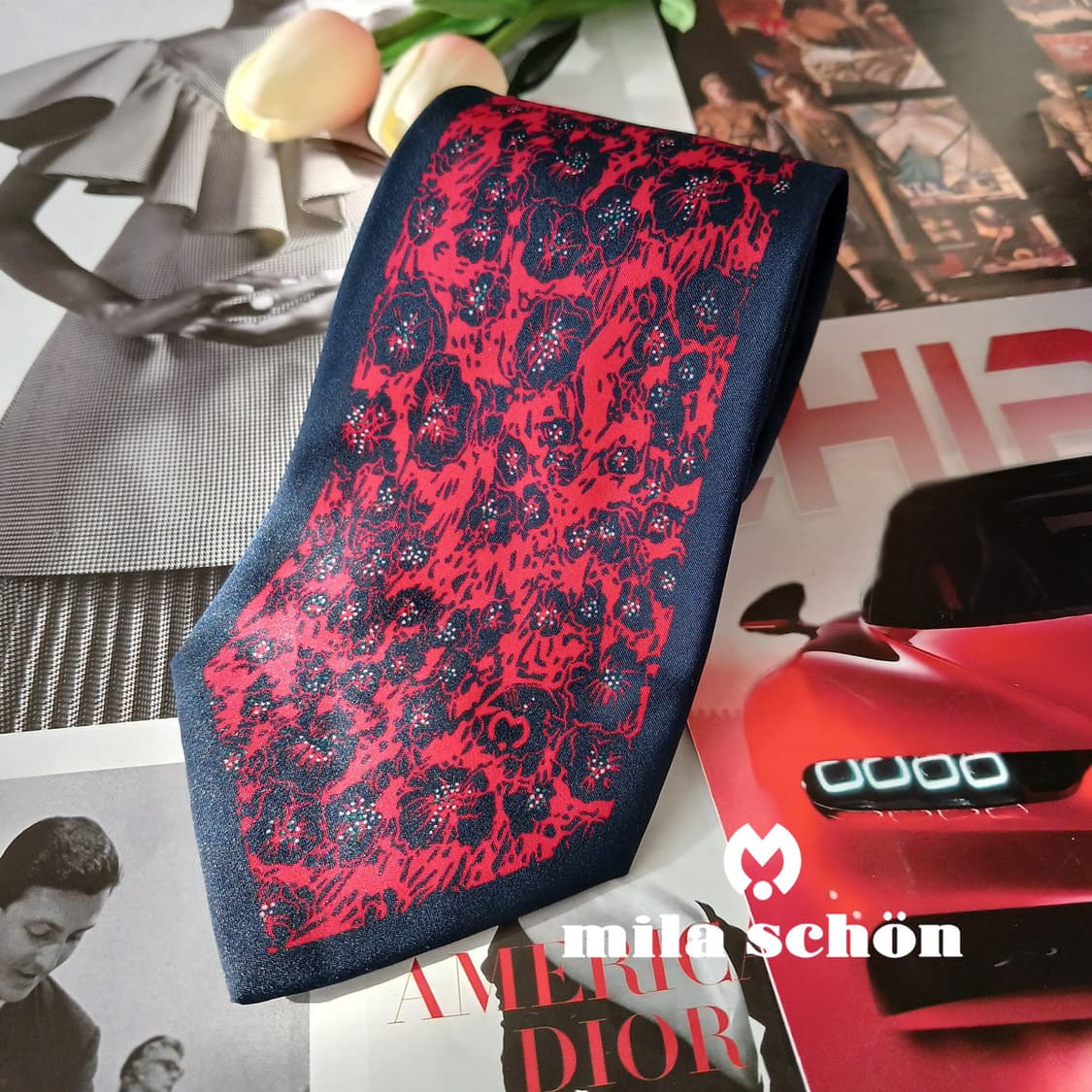 밀라숀 실크 레드 아트 패턴 넥타이 9.2cm A+등급 A19340
 상품이미지3