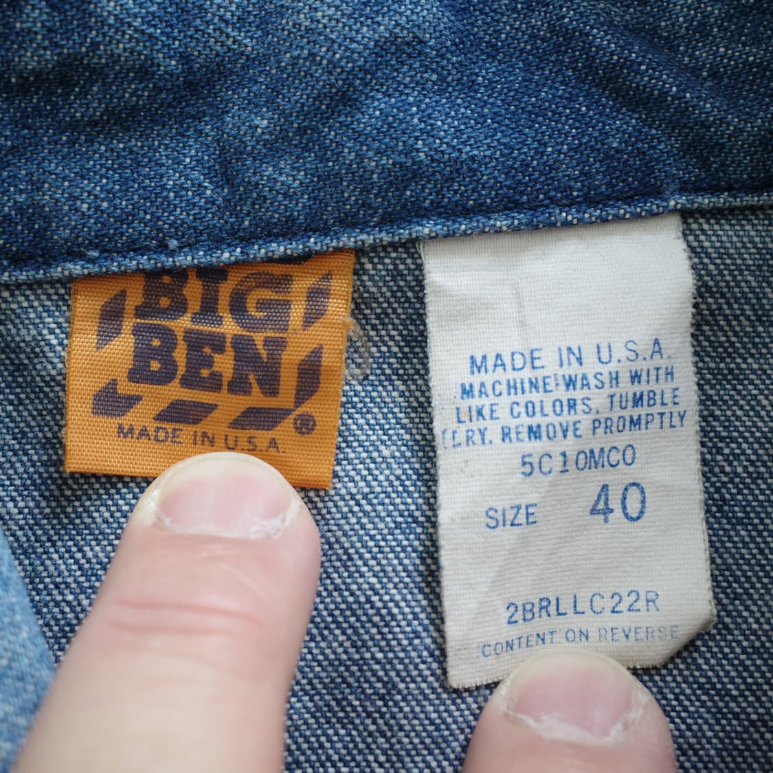 70s 빈티지 빅벤(BIG BEN) 데님 초어 자켓 40사이즈 상품이미지6