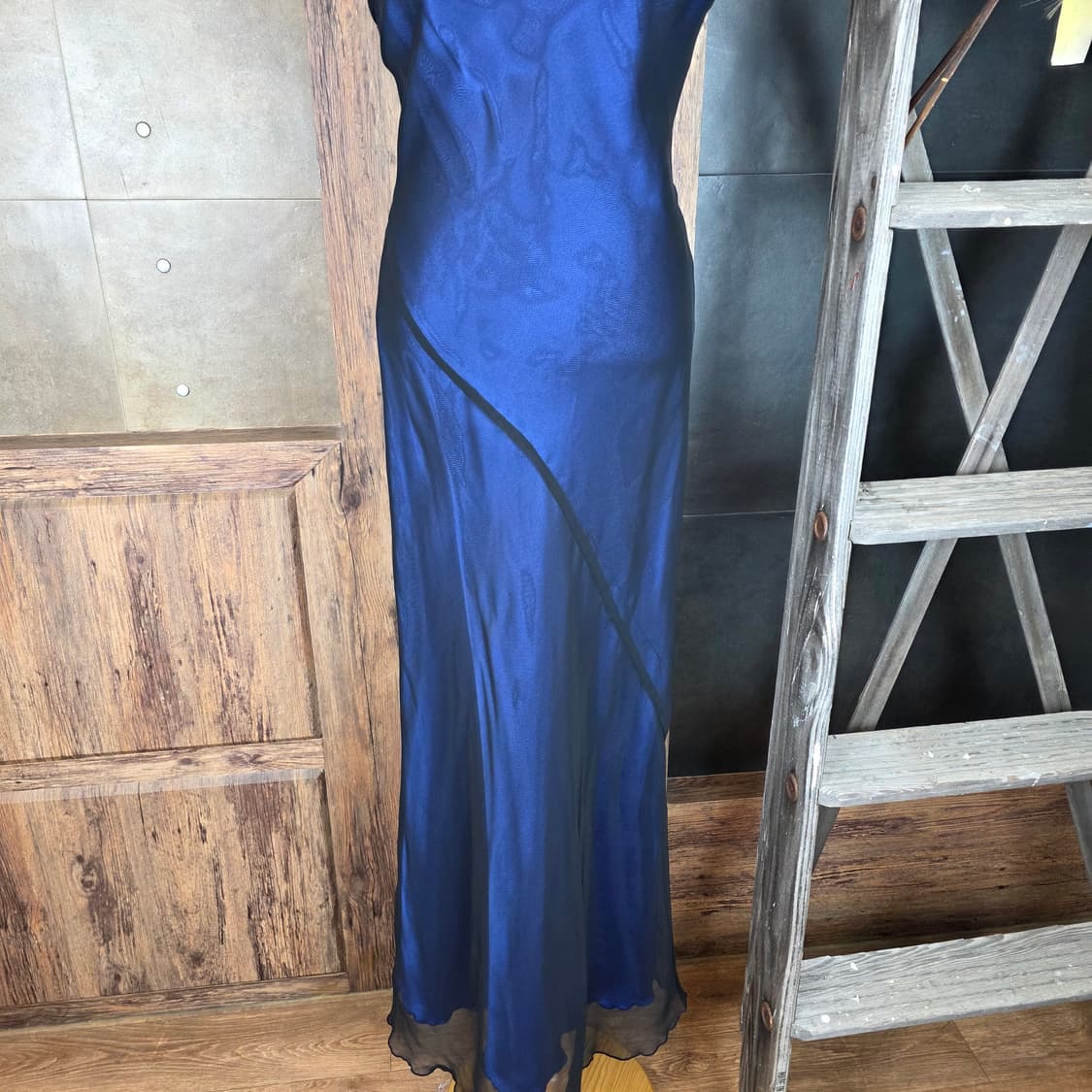 블루 커울넥 드레이프 드레스 상품이미지3