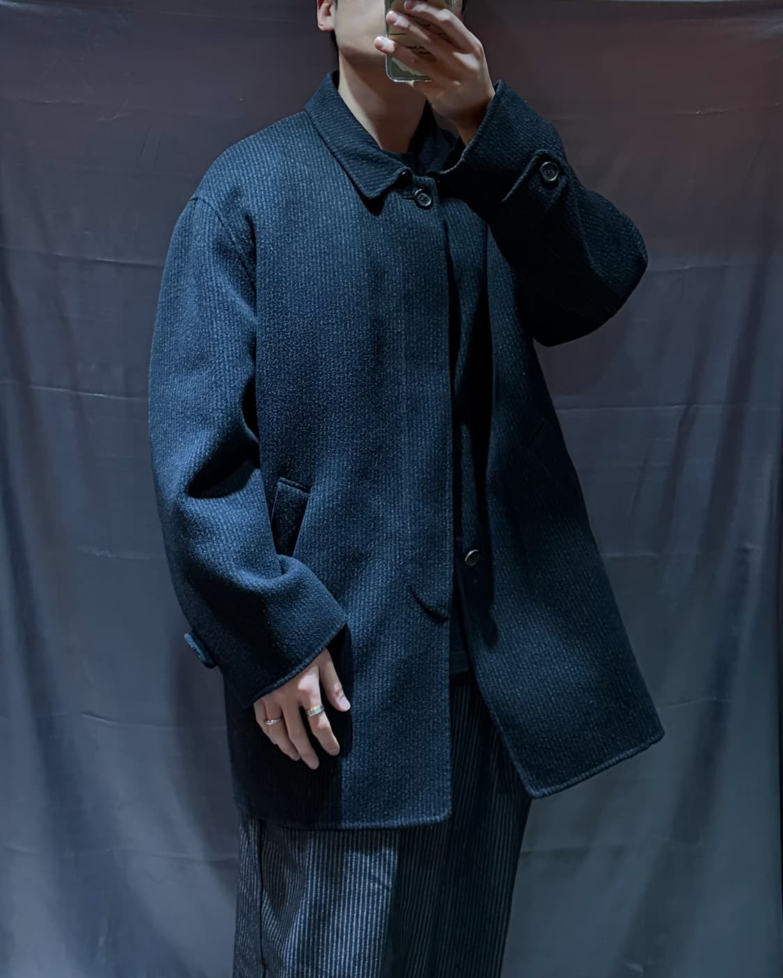 XXL YSL 입생로랑 스트라이프 심볼로고 울 싱글코트 상품이미지2