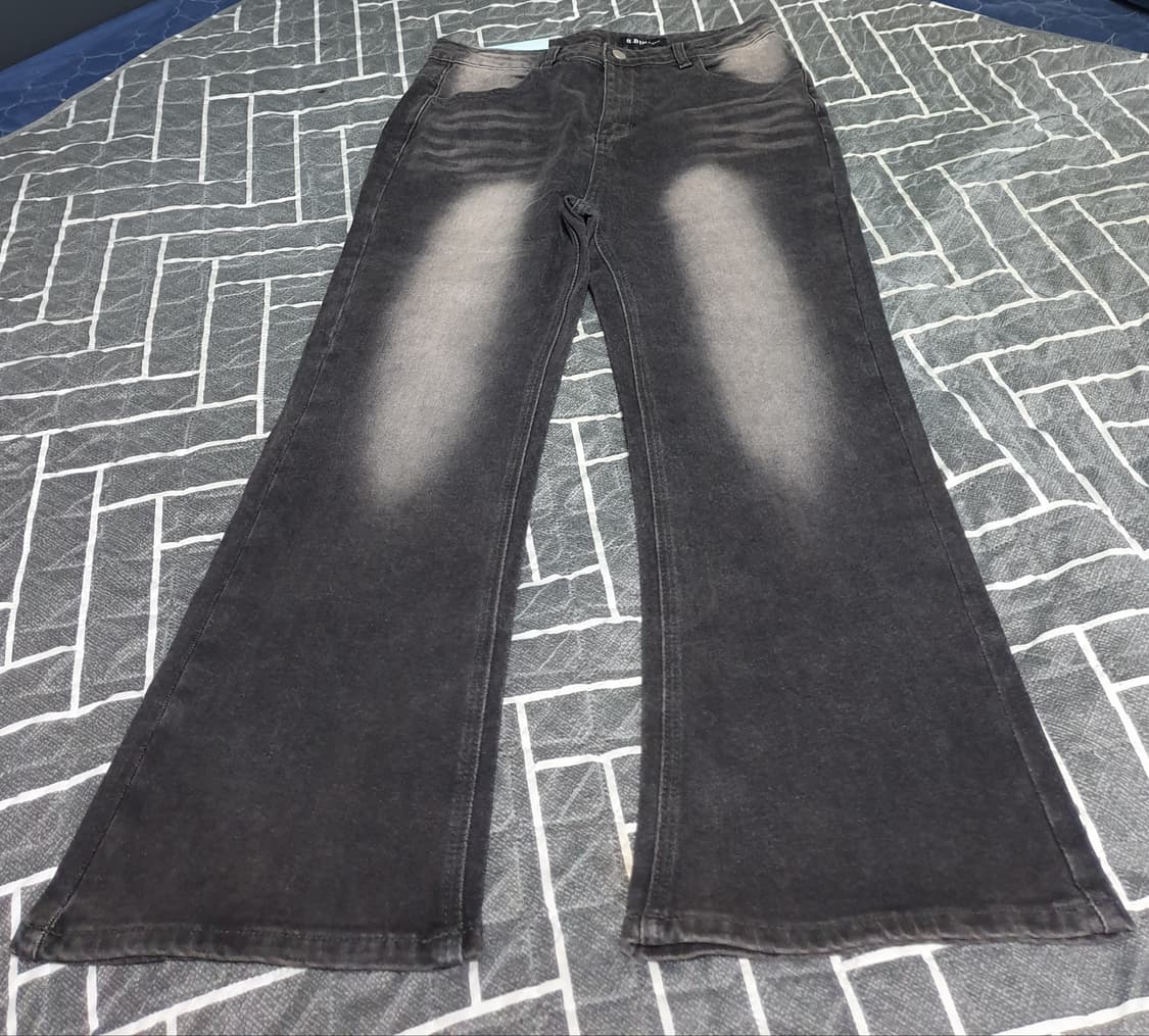 새상품 S-BIN JEANS 빈티지 워싱 세미부츠컷 데님팬츠 흑청(XL) 상품이미지1