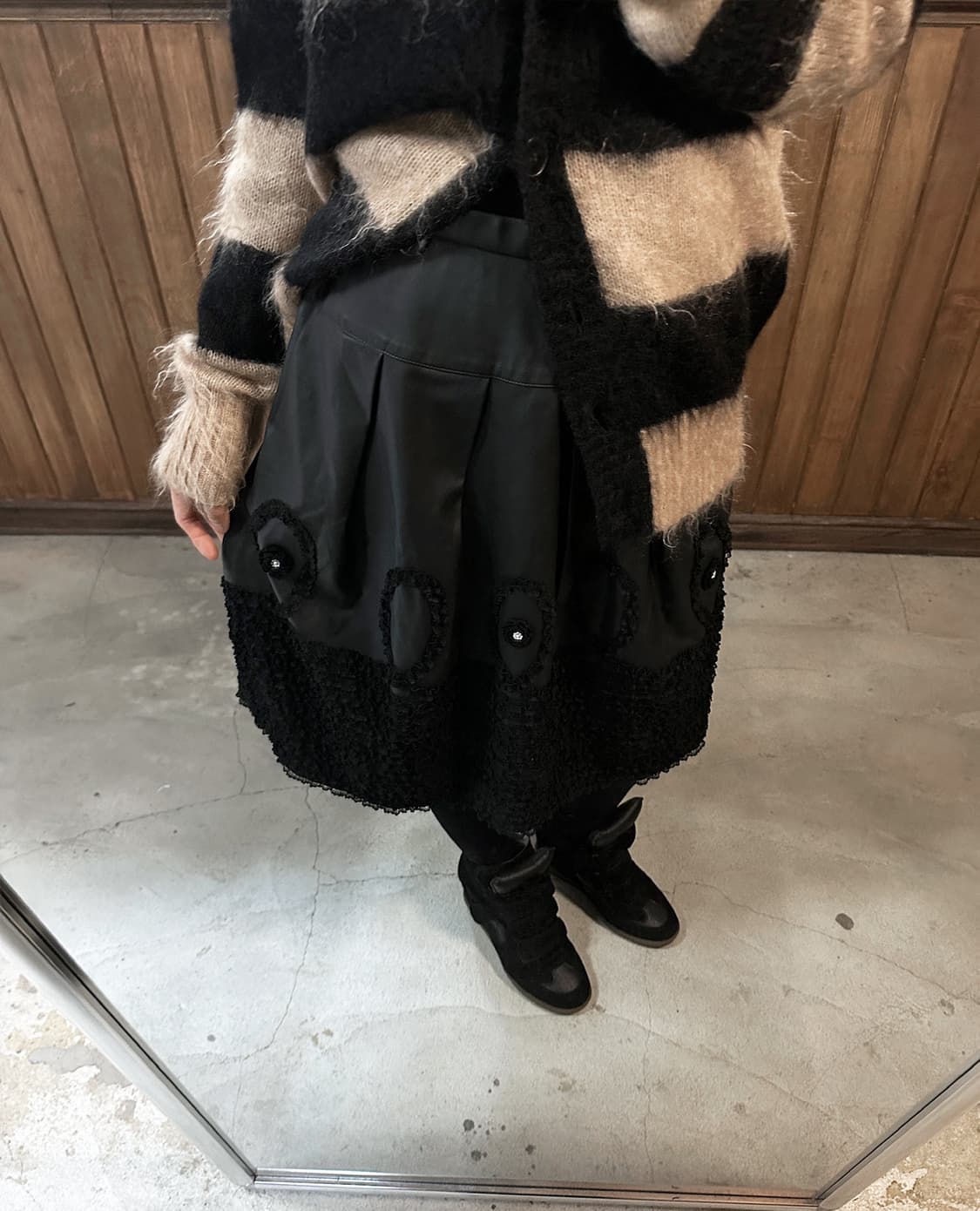 INGEBORG lace leather skirt 상품이미지4