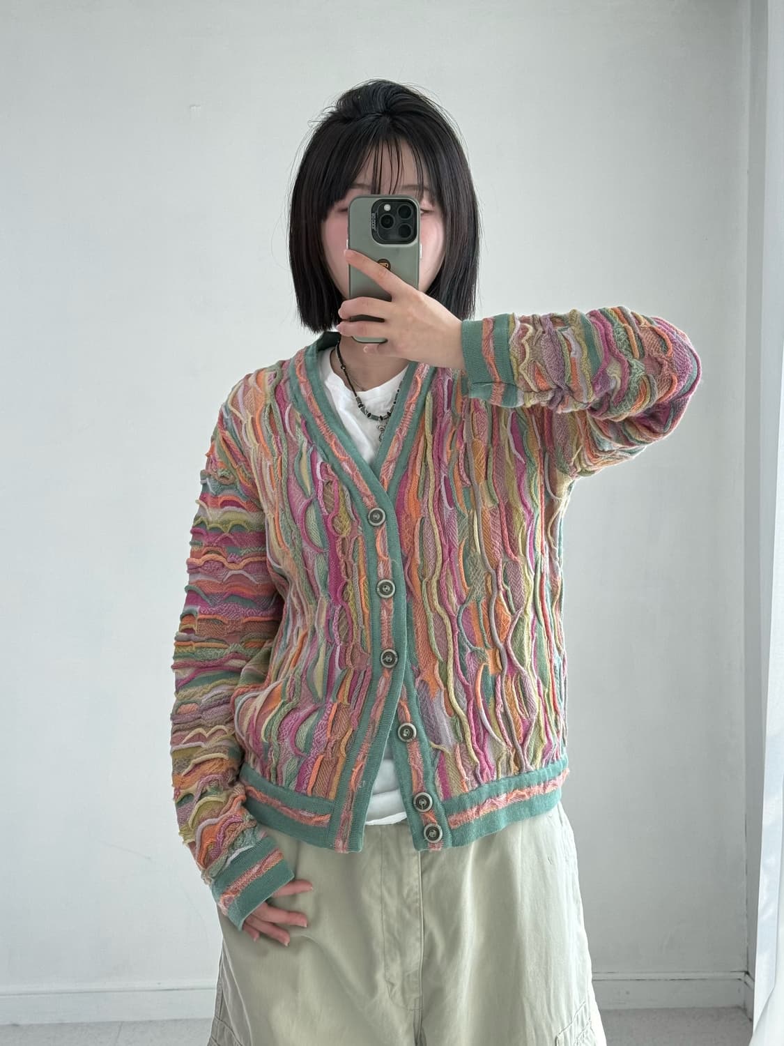 림노스 핑크 케이블 니트 가디건 상품이미지2