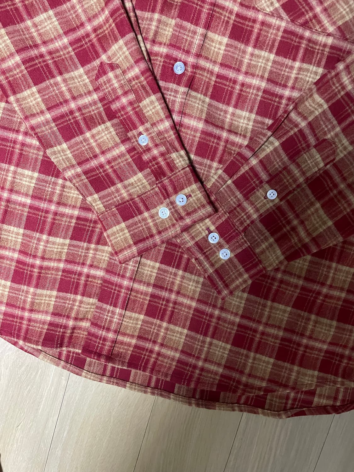 위캔더스 CHECKERED SHIRT (BURGUNDY) M사이즈 상품이미지4