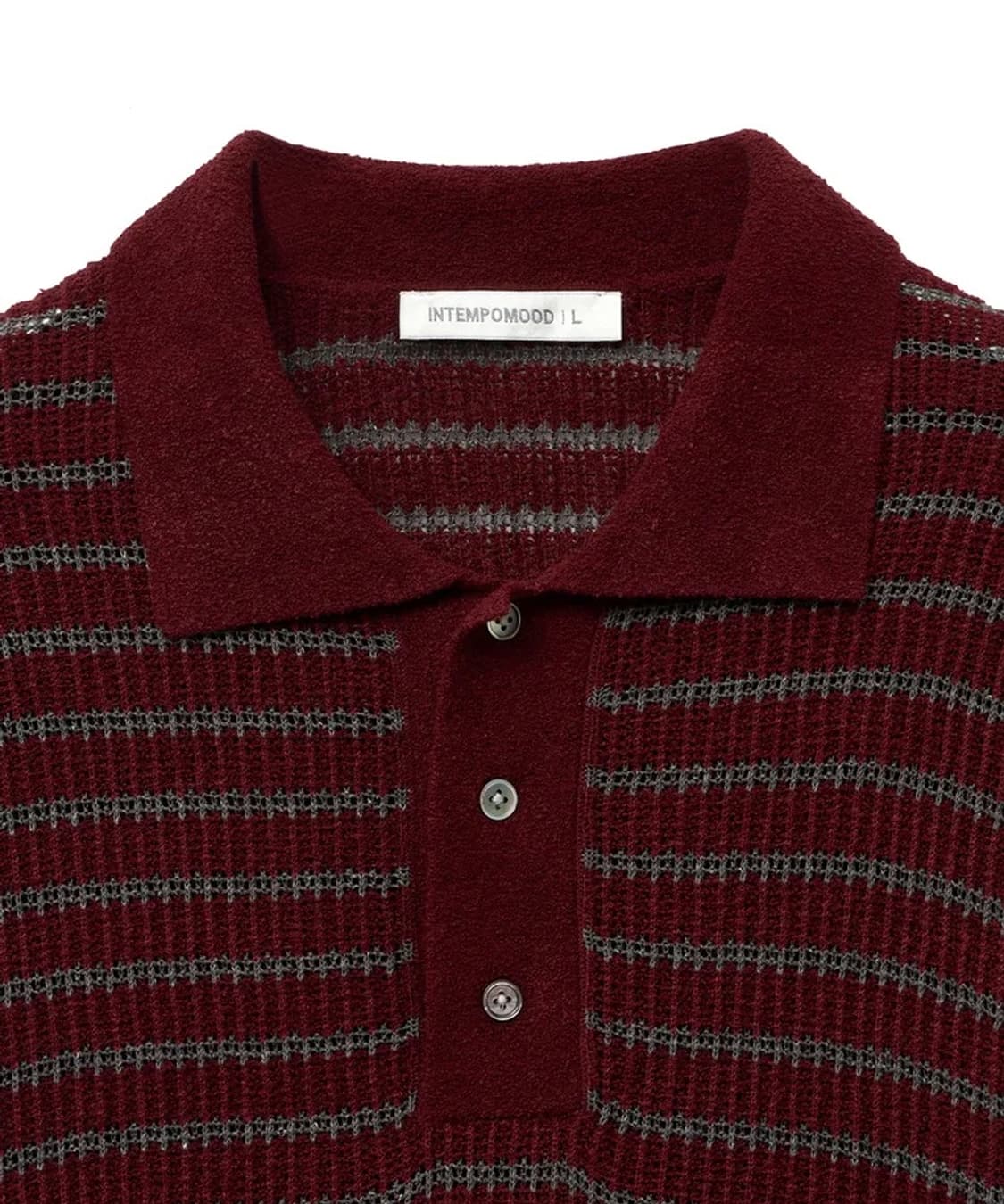 인템포무드 반팔니트 XL 허니비 스트라이프 칼라 니트웨어_와인색 상품이미지3