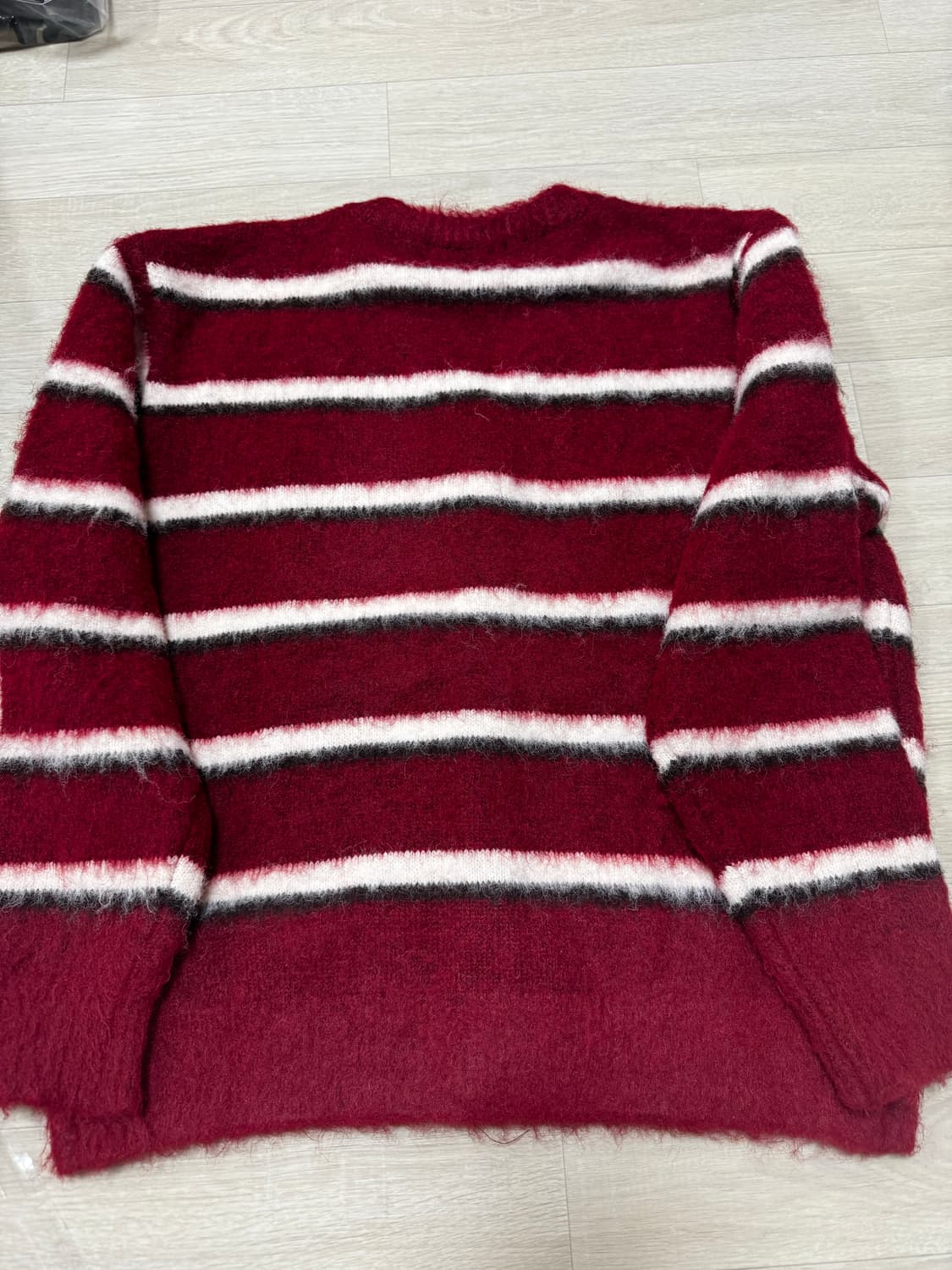 썬번프로젝트 스트라이프 가디건 버건디 상품이미지3