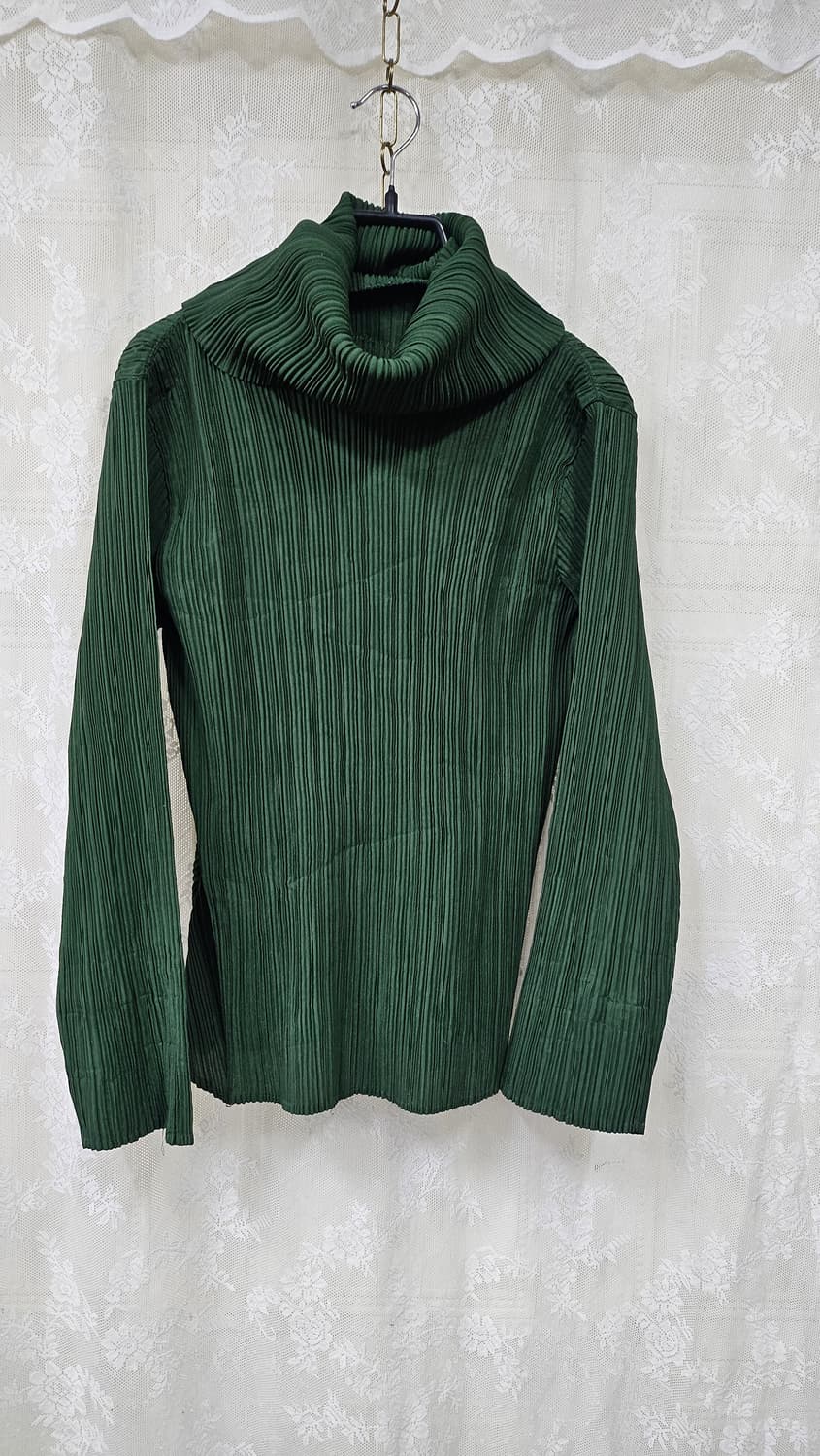 딥 그린 플리츠 주름 셔츠 상품이미지2