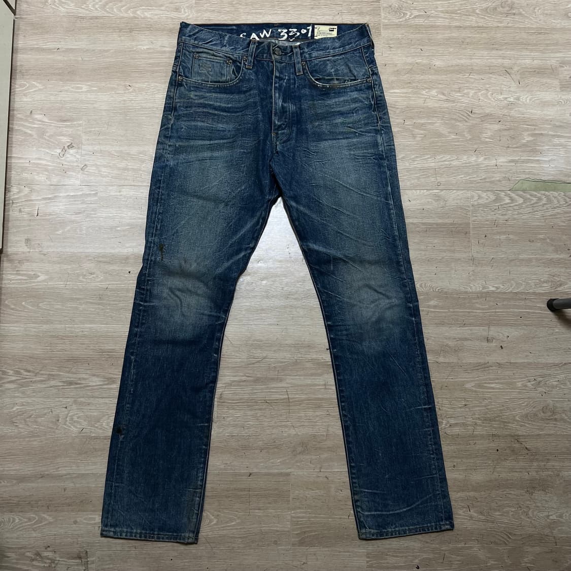 지스타로우 3301 워싱 스트레이트 데님진 청바지 [중청] 32 상품이미지1