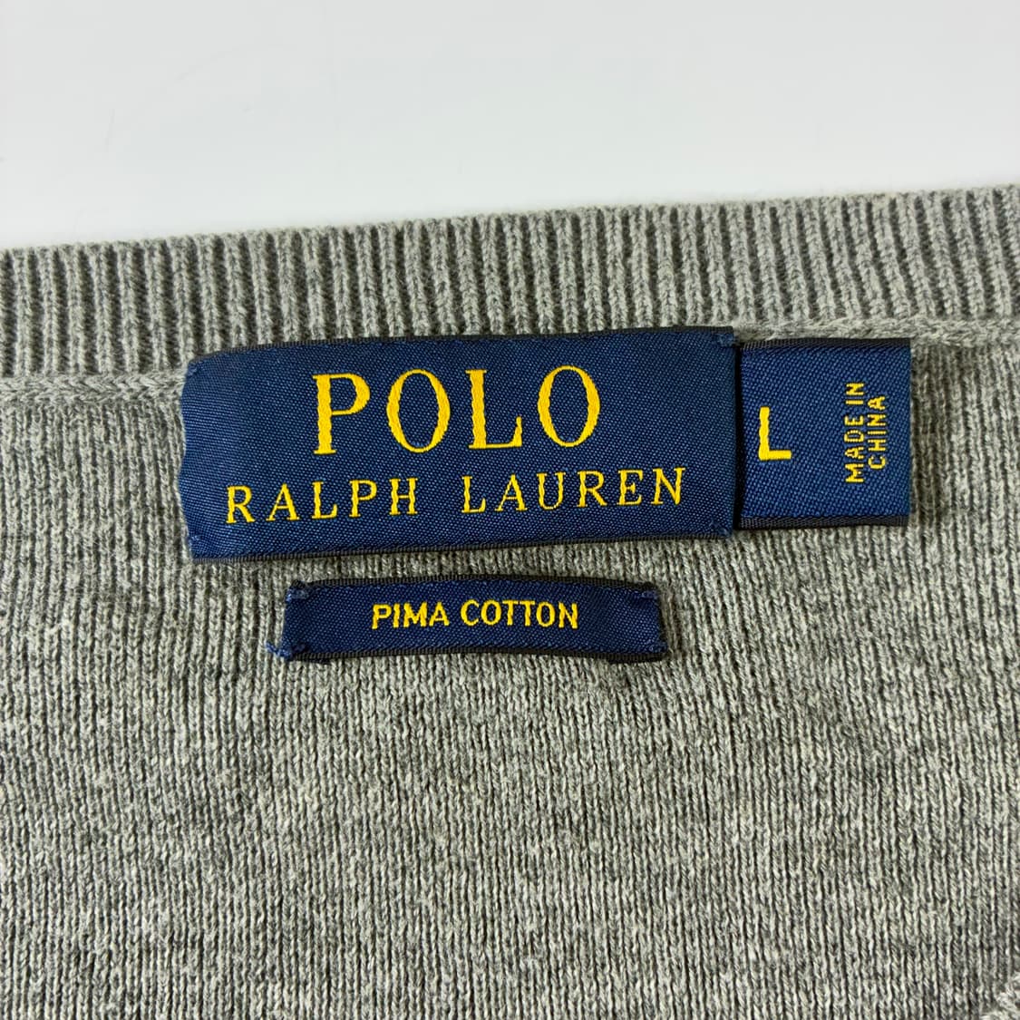 Polo  폴로 랄프로렌 자수 피마코튼 그레이 브이넥 니트  상품이미지4
