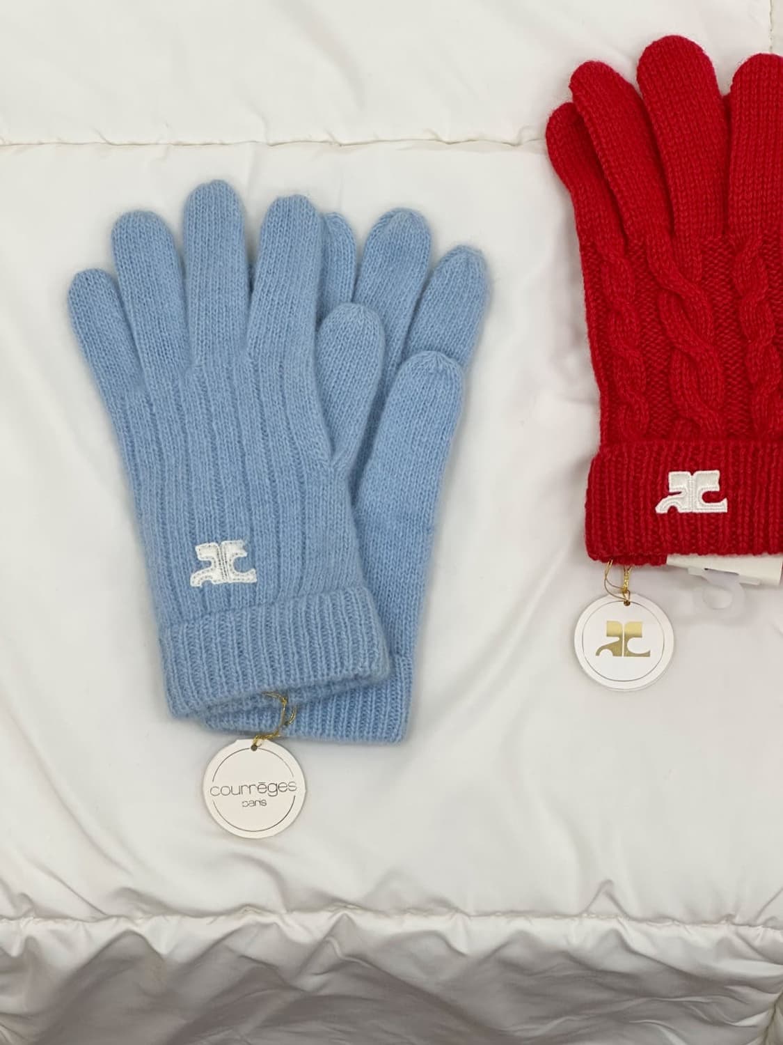 [새상품] courreges / 꾸레쥬 스카이블루 울 장갑  상품이미지7