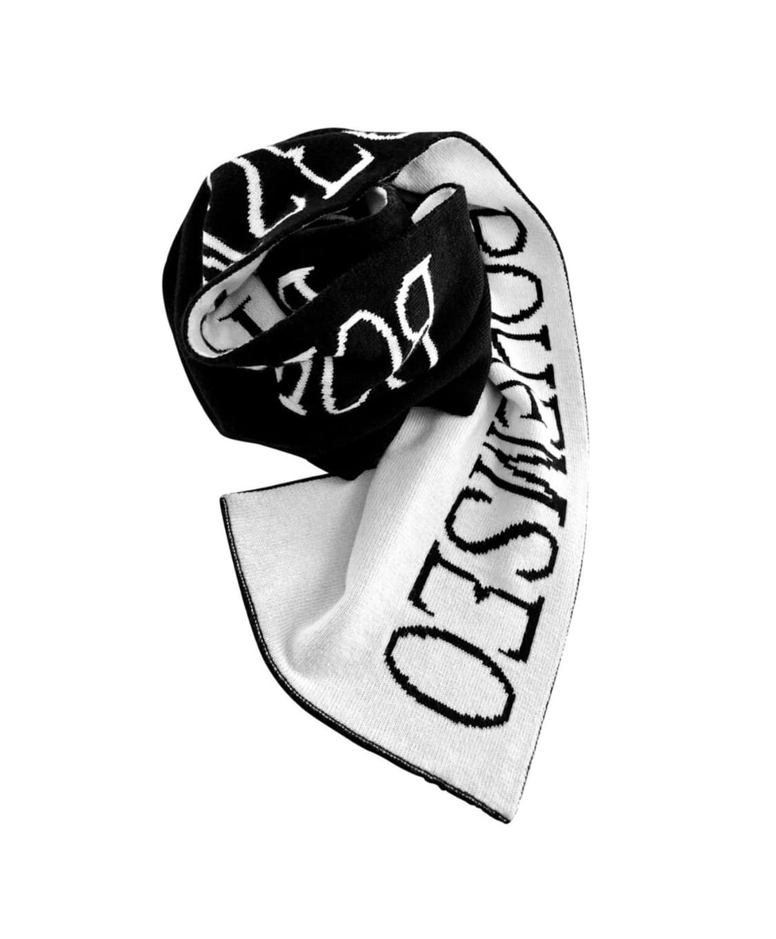 보헤미안서울 자카드 니트 머플러 블랙앤아이보리 상품이미지1