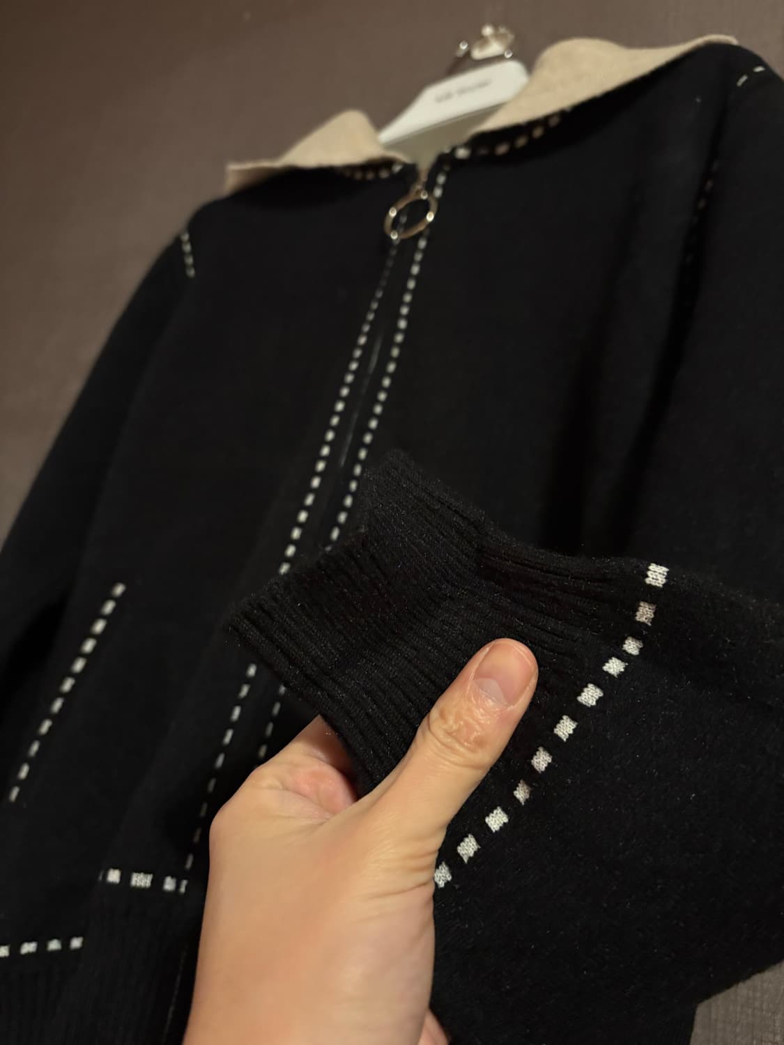 블랙 니트 후드 집업 가디건 Japan 상품이미지4