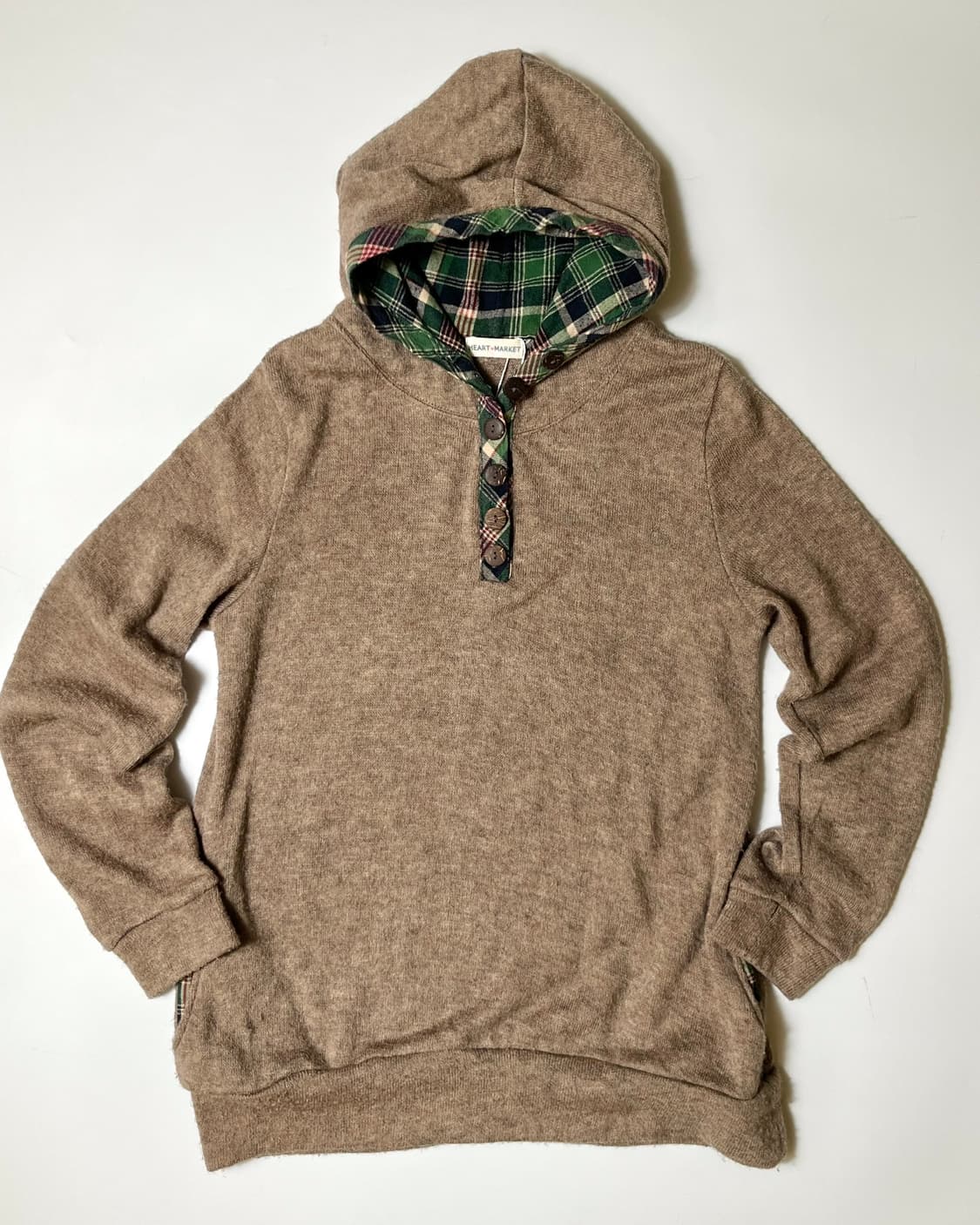 그린 체크 니트 후드 상품이미지10