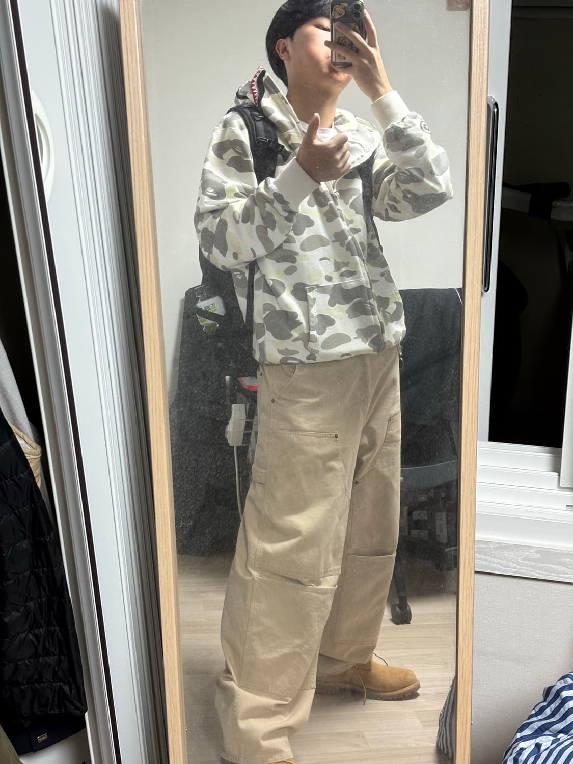 베이프 카모 샤크후드 야광 화이트 상품이미지2