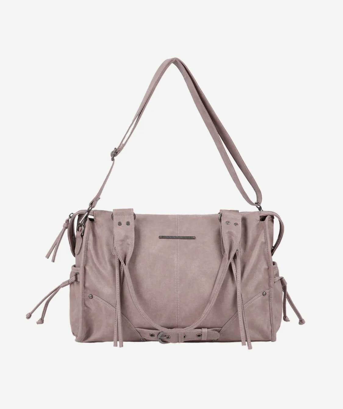 팬시클럽 벨티드 워싱 레더백 핑크 토트백 가방 상품이미지1