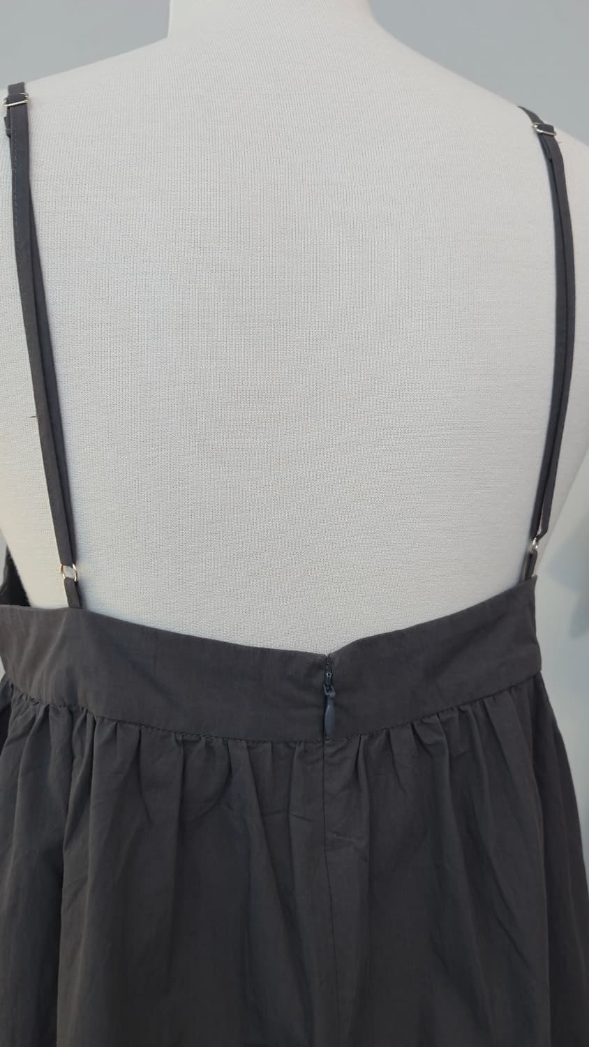 오파크클립 캉캉 롱 원피스 38 M 그레이 나시 뷔스티에 셔링 상품이미지8