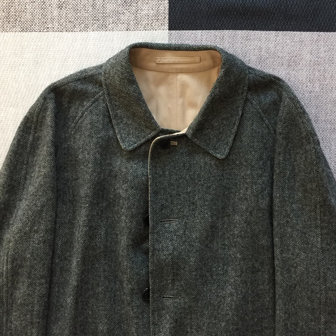80s 빈티지 버버리 리버시블 트위드 코트 상품이미지3
