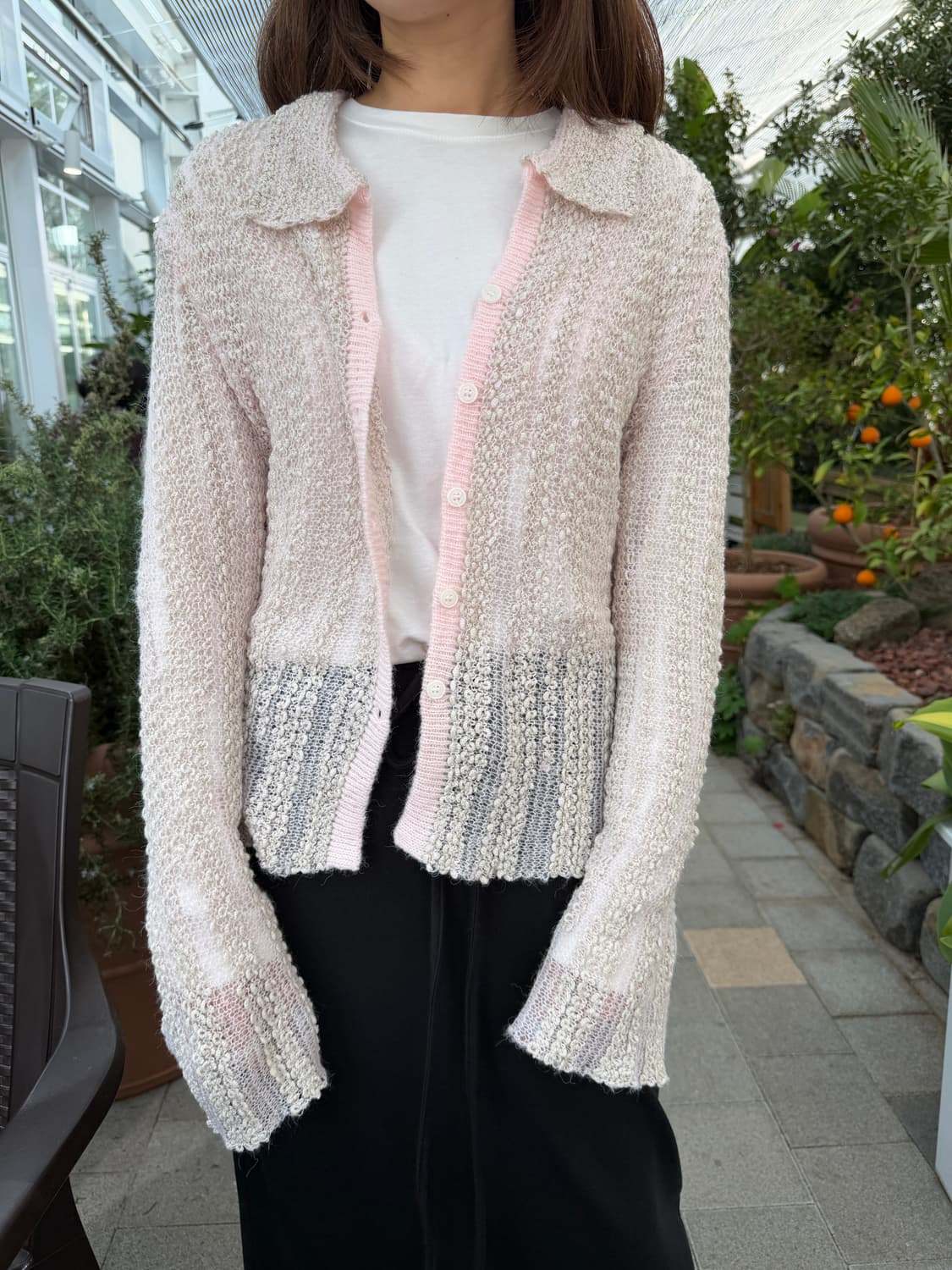 Lepvonj 레프본 짜임니트 셔츠 여름가디건 핑크 상품이미지2