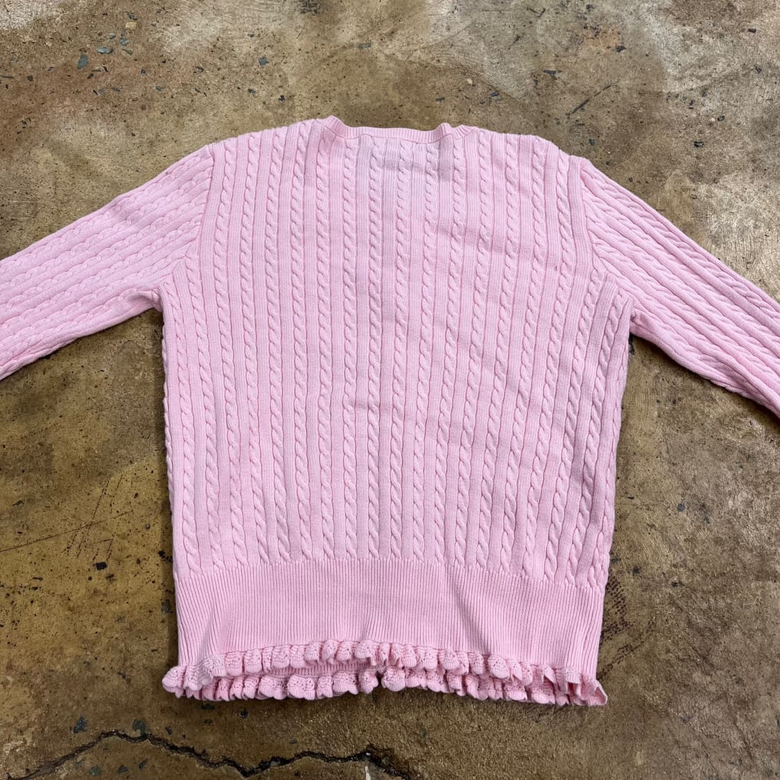 폴로 랄프로렌 딸기우유 핑크 꽈배기 프릴 니트 가디건  상품이미지4