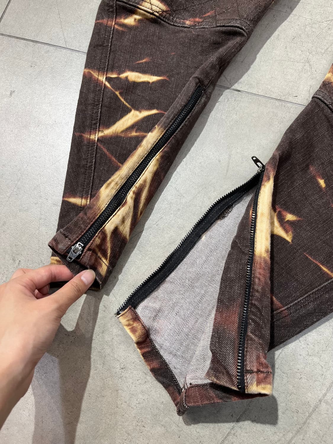 일본 빈티지 락펑크 불꽃 워싱 데님 팬츠 상품이미지3