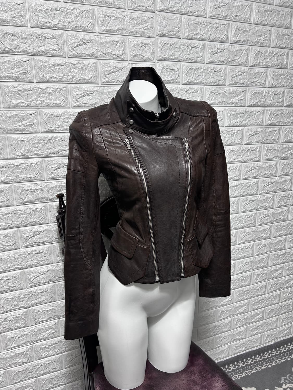 멀티 지퍼 판넬 레더 자켓 상품이미지6