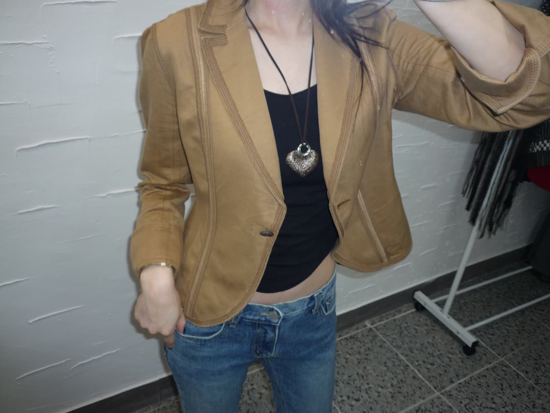 Beige one button jacket 상품이미지3