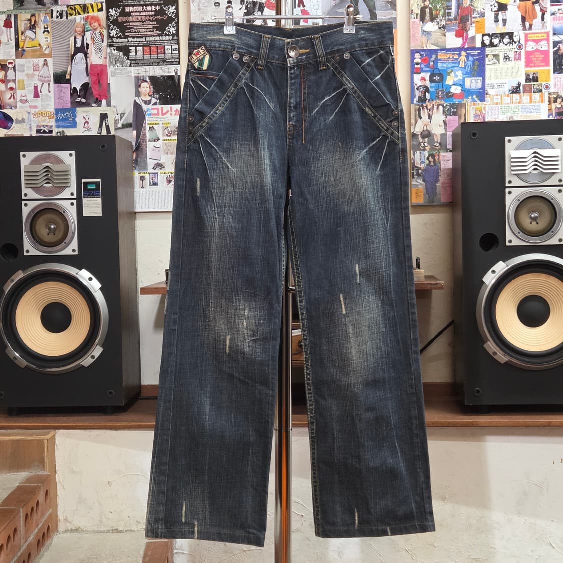 빈티지 워싱 패치 디테일 데님 팬츠 상품이미지5