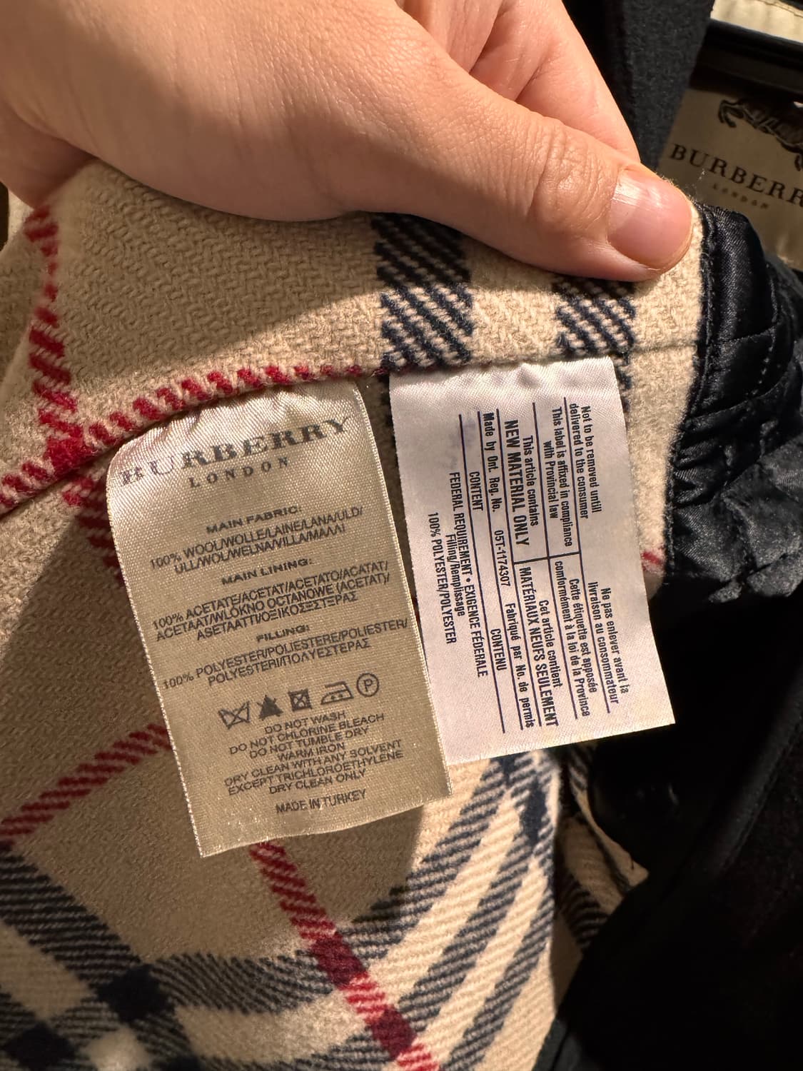 (정품) 내외피 2중 버버리 블랙 울 캐시미어 한파 코트 50R 사이즈 상품이미지4