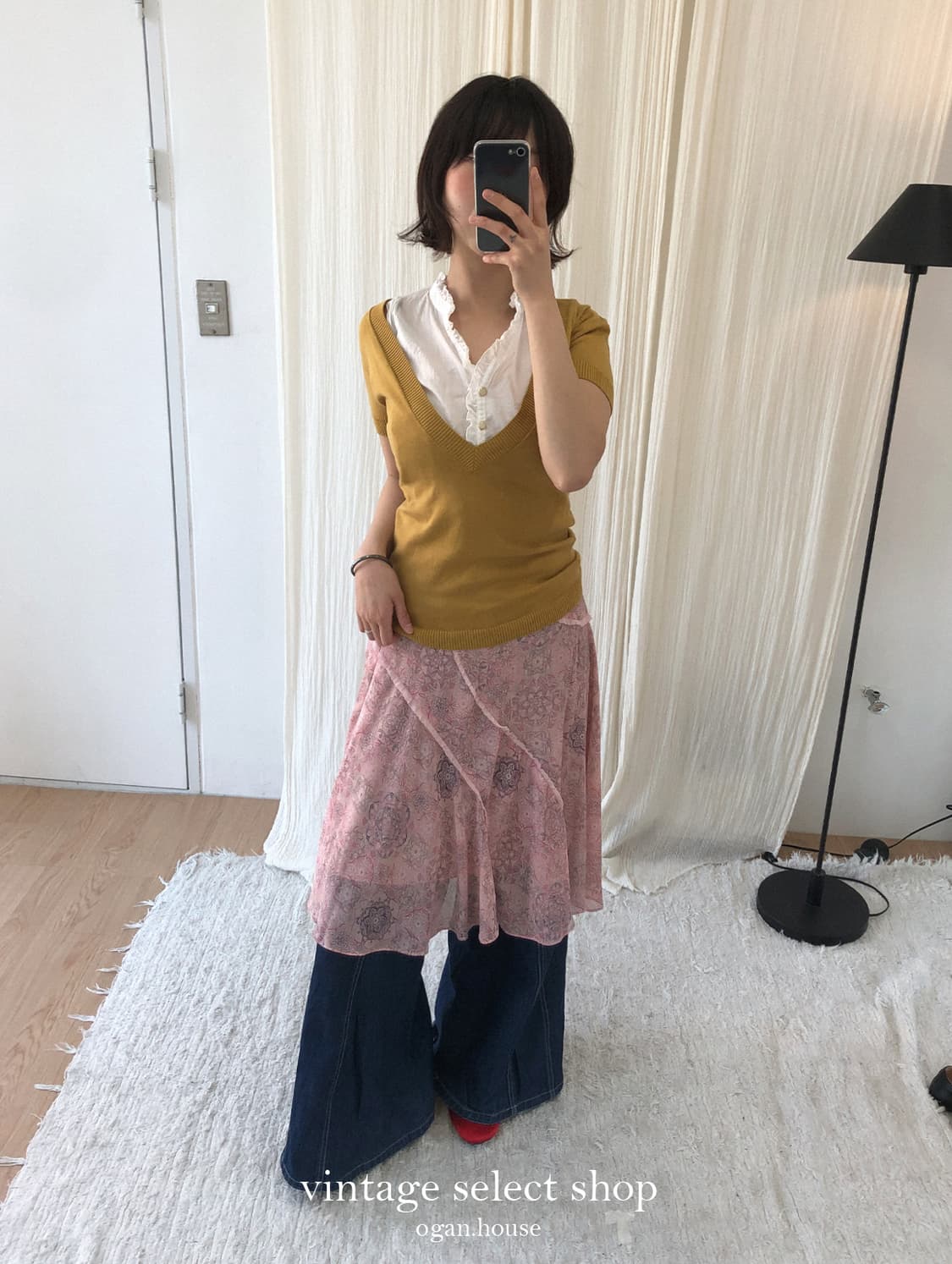 vintage pink paisley skirt 상품이미지4