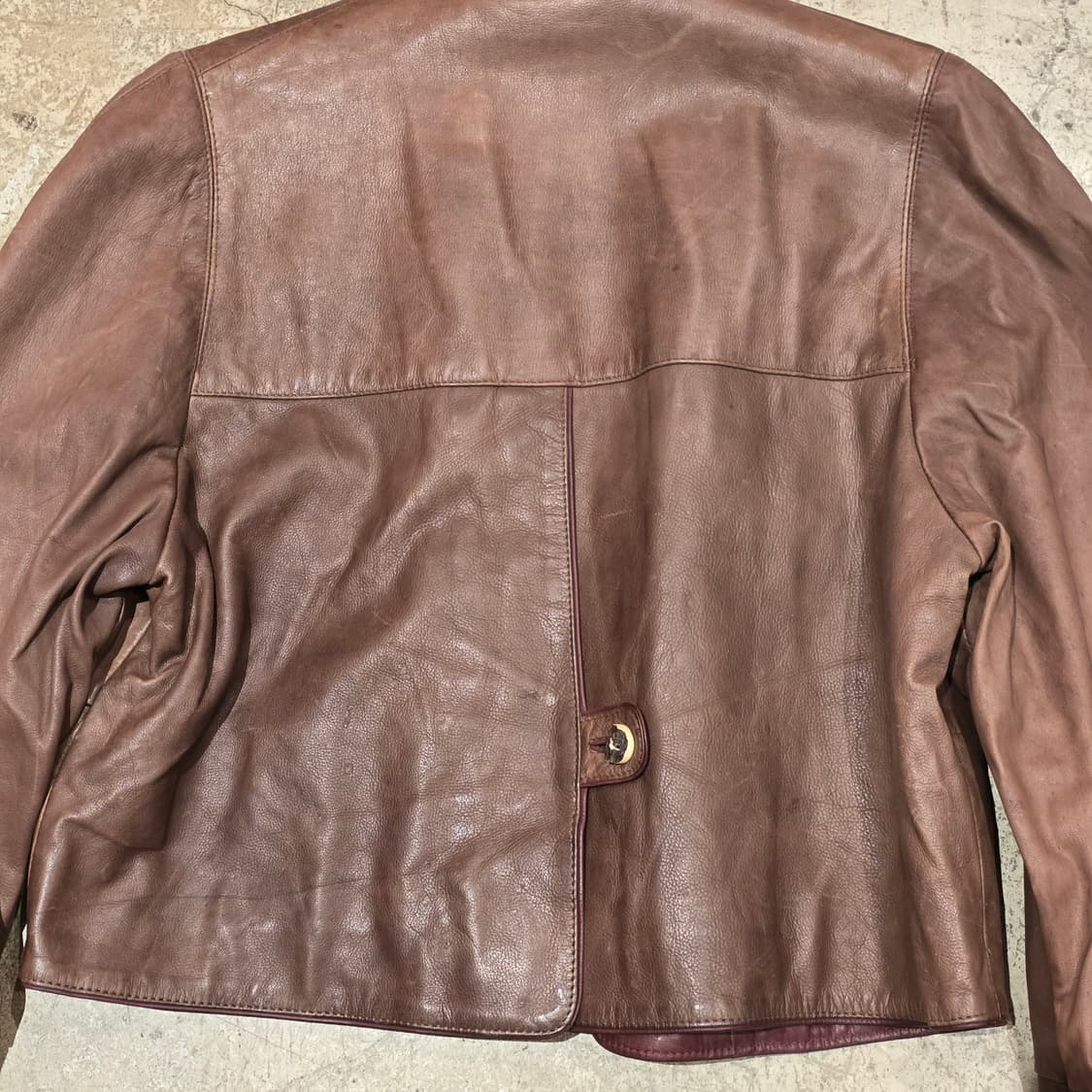 70S 독일 뮌헨 빈티지 노카라 크롭 가죽 자켓 상품이미지9