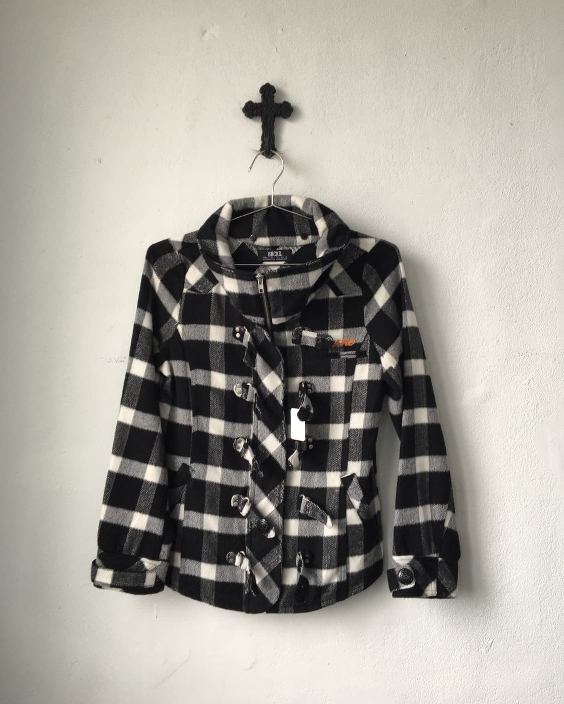 High neck check pattern woolen jacket 상품이미지2