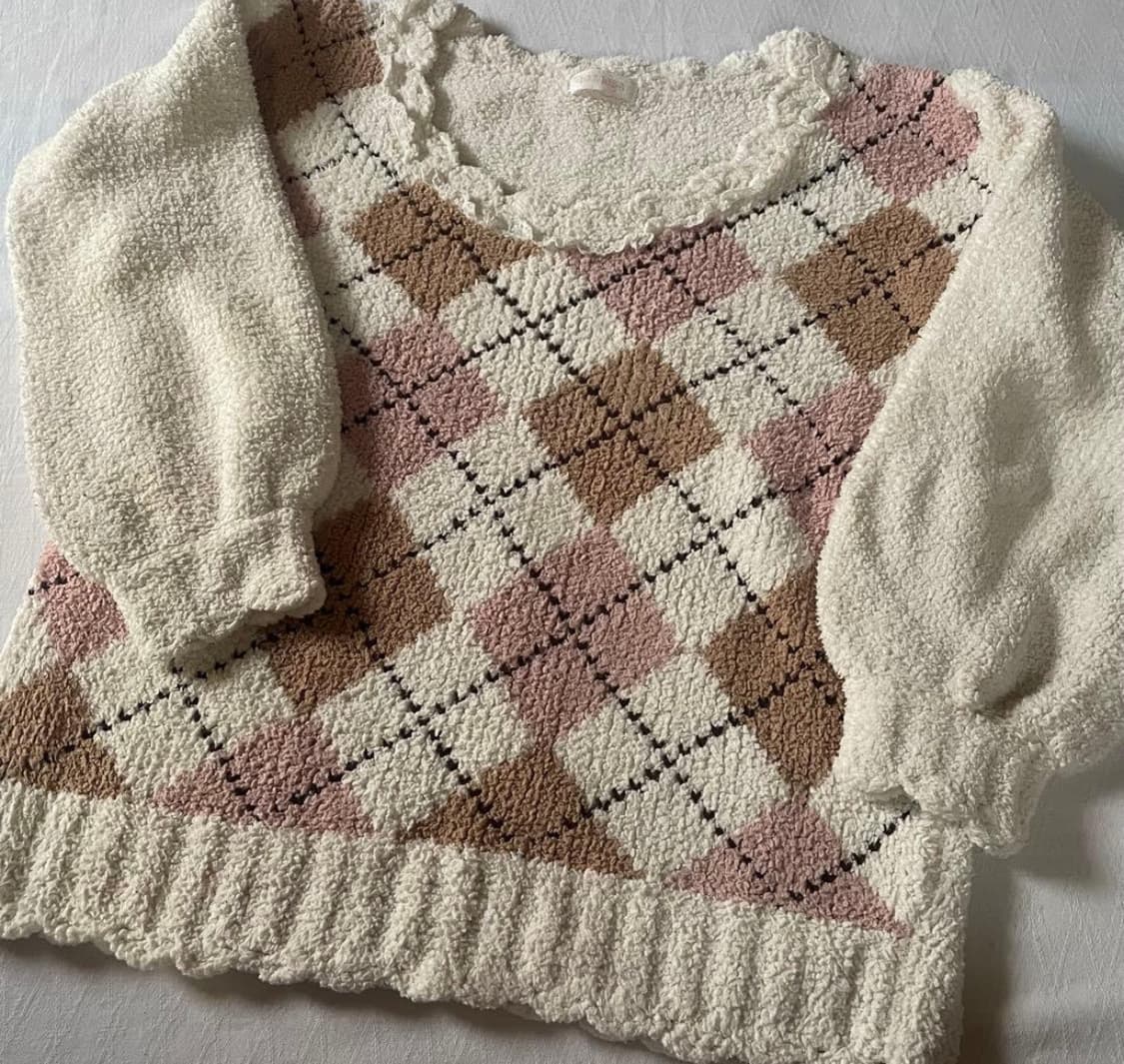 Lizlisa )오늘까지판매. 고전 아가일 니트/ 짜잔씨/ 히메갸루 상품이미지1