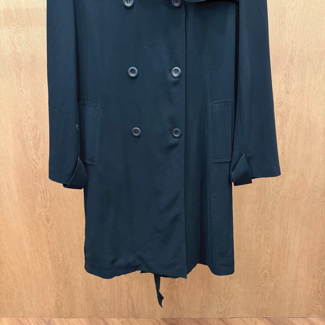 바네사 브루노 롱 코트 더블 브레스티드 벨트 스트랩 디테일 블랙 상품이미지5