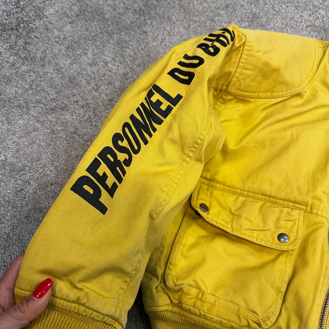 재패니즈 빈티지 옐로우 스펠아웃  봄버 자켓L 상품이미지6